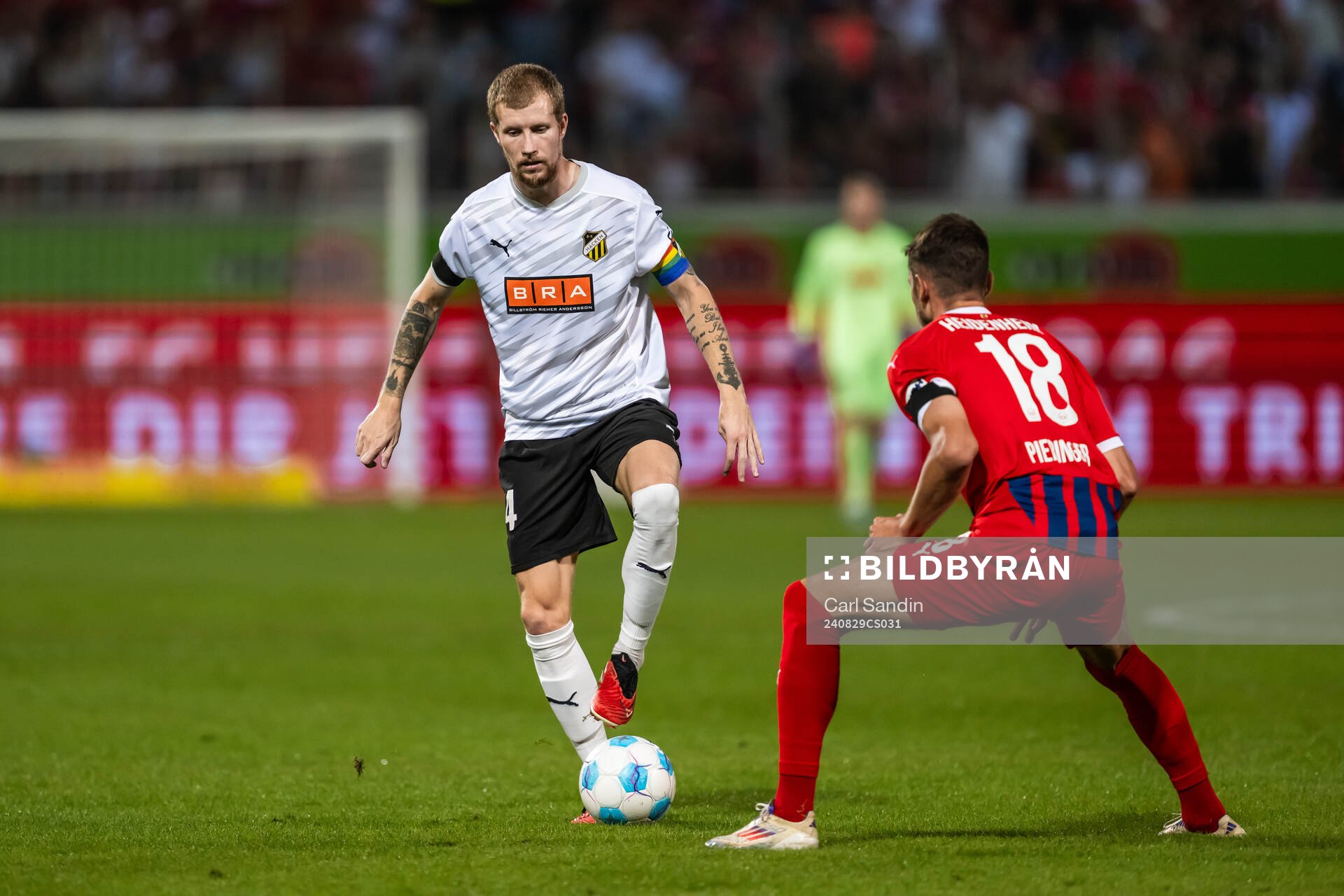 Simon Gustafson of Häcken during the UEFA Conference League play-off match between Heidenheim and Häcken on August 29, 2024 in Heidenheim. 