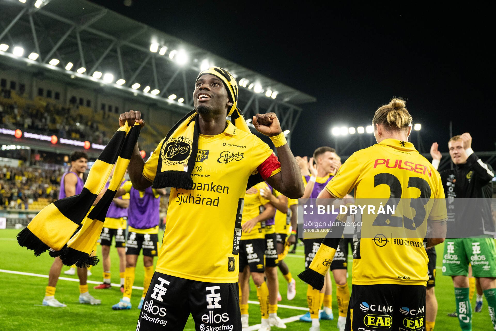 Michael Baidoo of Elfsborg celebrate after the UEFA Europa League playoff between Elfsborg and Molde on August 29, 2024 in Borås.