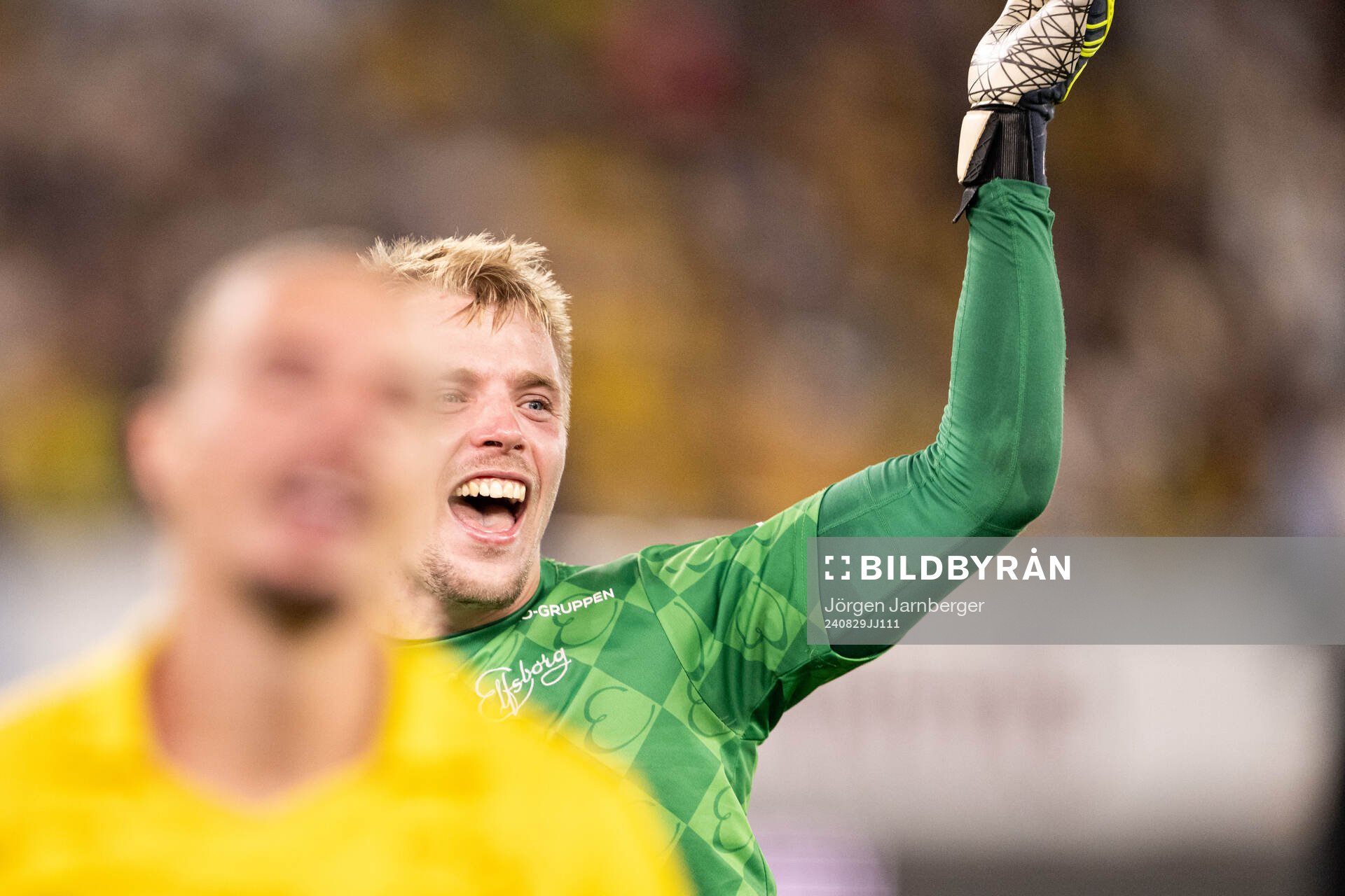 Goalkeeper Isak Pettersson of Elfsborg celebrates