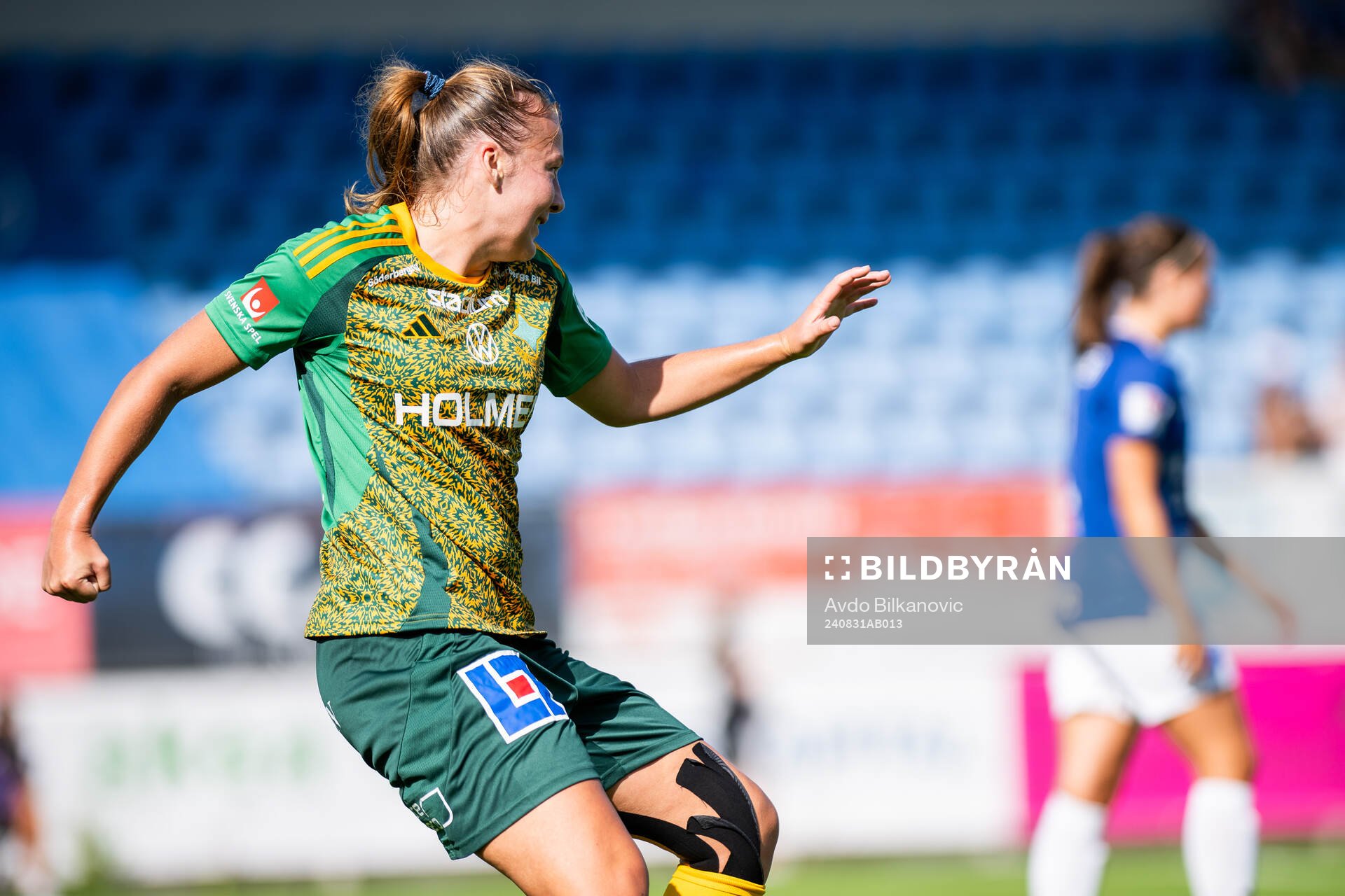 IFK Norrköpings Sara Kanutte Fornes jublar efter 0-1 målet under fotbollsmatchen i Damallsvenskan mellan Trelleborg och IFK Norrköping den 31 augusti 2024 i Trelleborg.