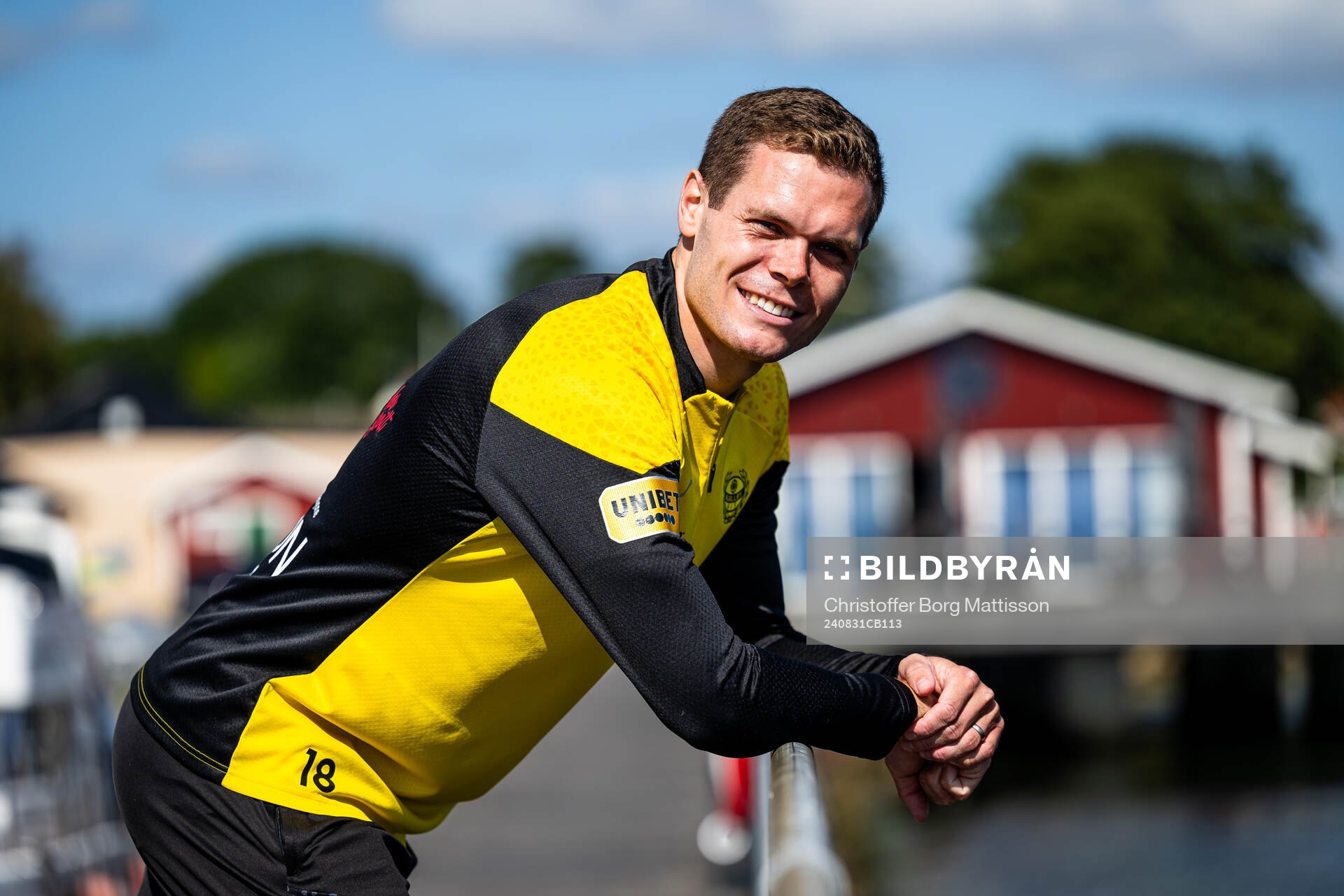 Mjällbys Jacob Bergström under en fotografering den 31 augusti 2024 i Hällevik. 