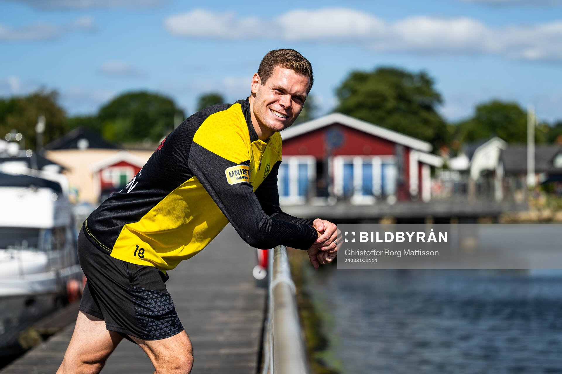 Mjällbys Jacob Bergström under en fotografering den 31 augusti 2024 i Hällevik. 