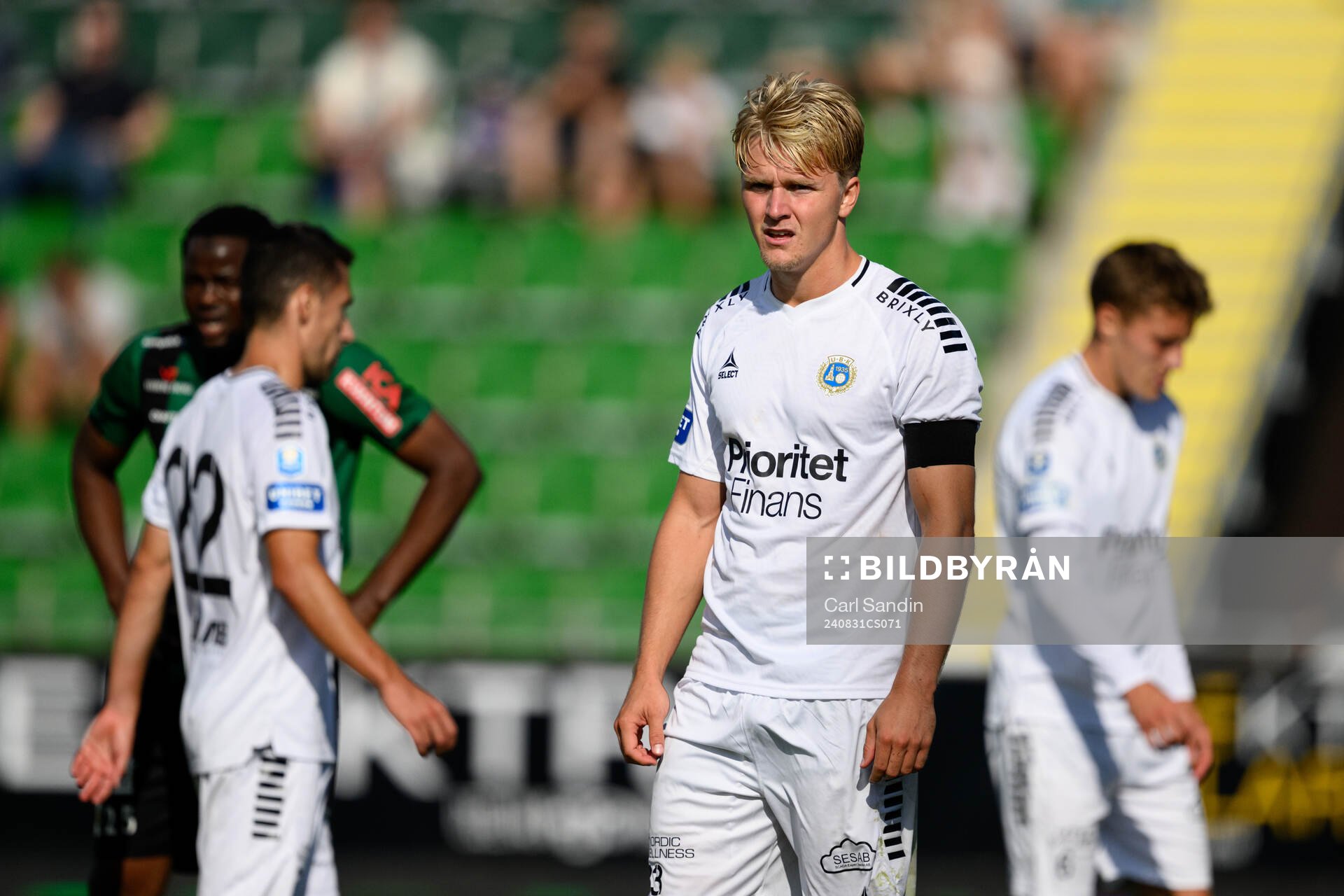 Utsiktens Sebastian Lagerlund under fotbollsmatchen i Superettan mellan Varberg och Utsikten den 31 augusti 2024 i Varberg. 