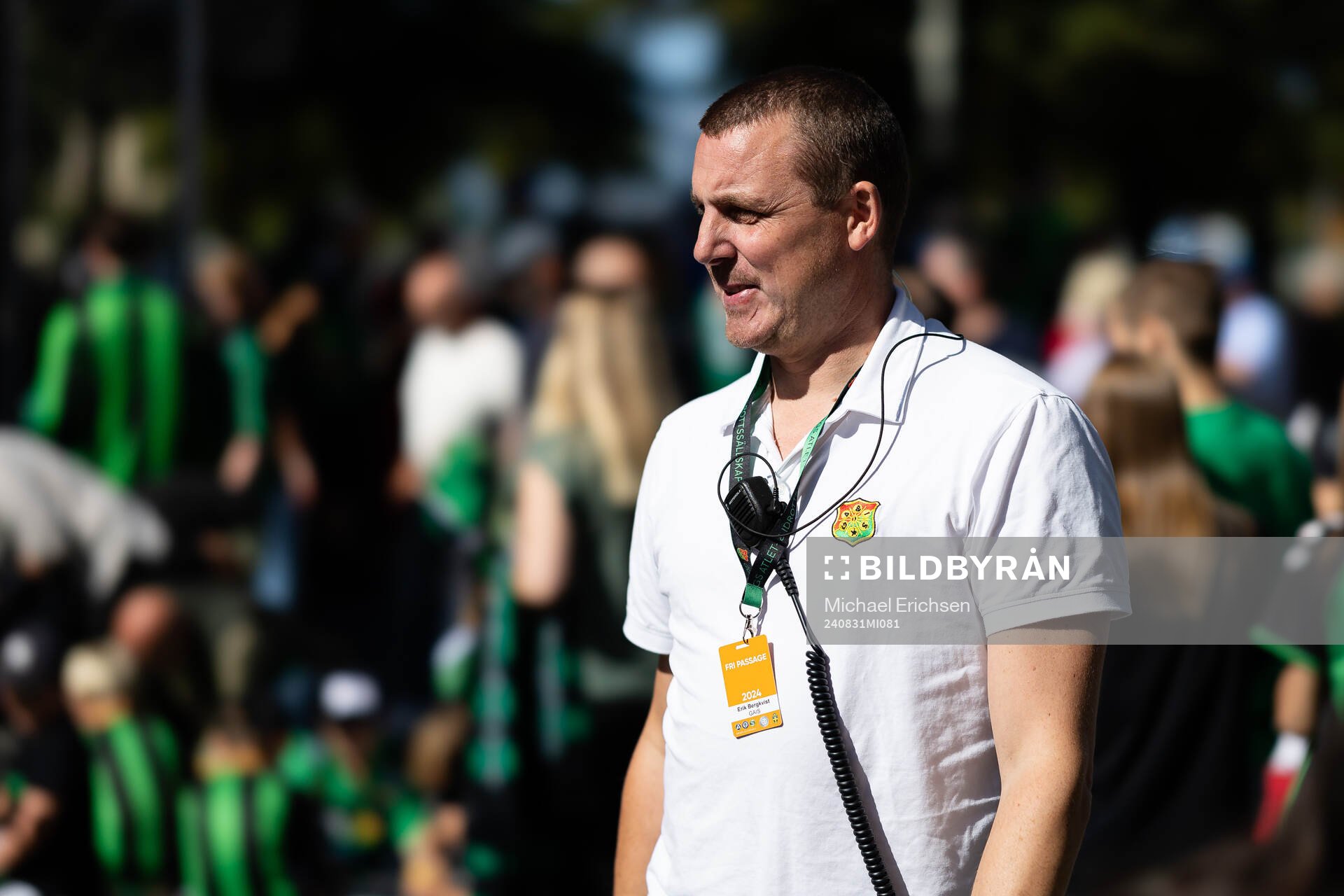 GAIS säkerhetschef Erik Bergkvist innan fotbollsmatchen i
