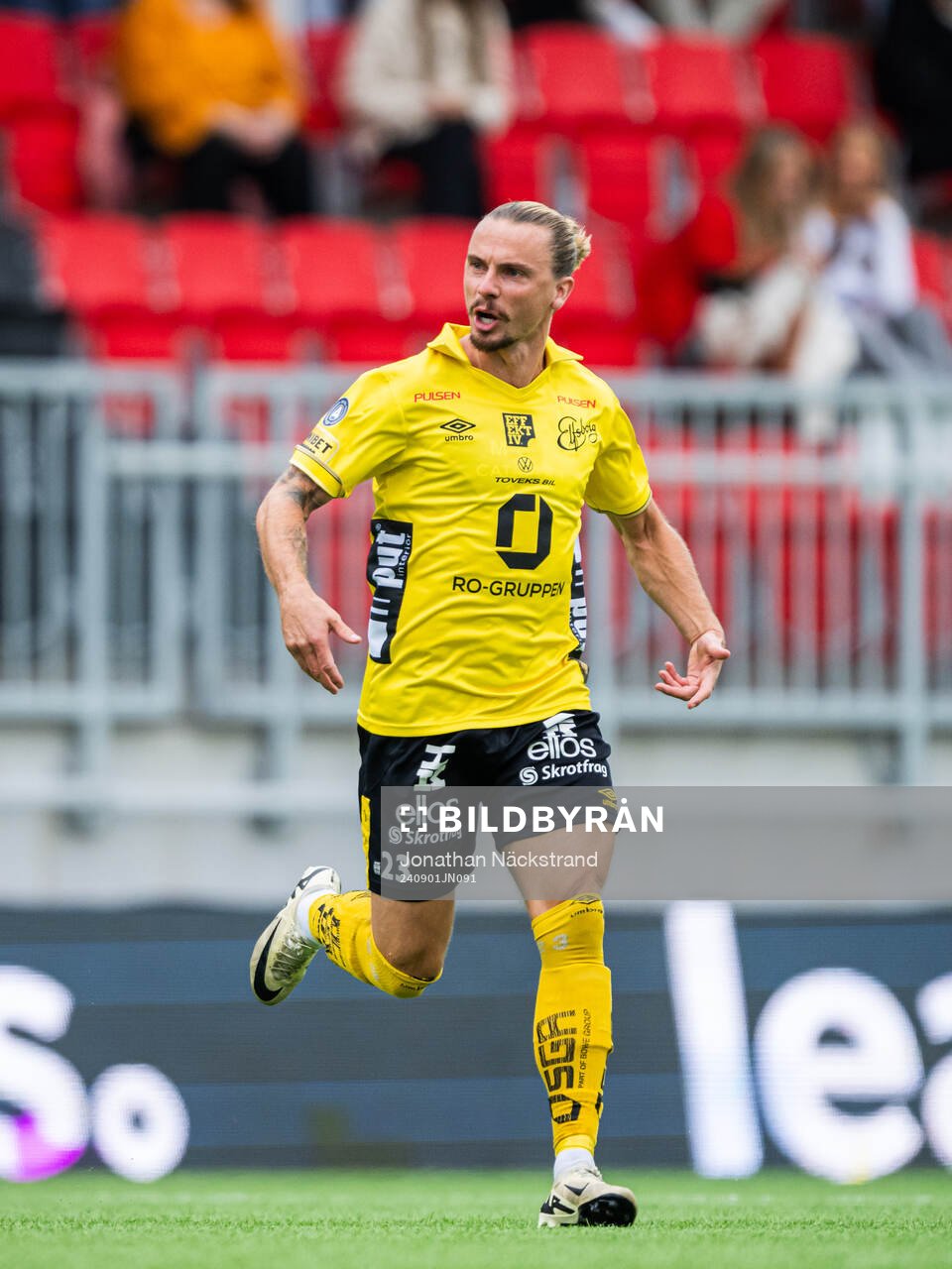 Elfsborgs Niklas Hult under fotbollsmatchen i Allsvenskan mellan Brommapojkarna och Elfsborg den 1 september 2024 i Stockholm.
