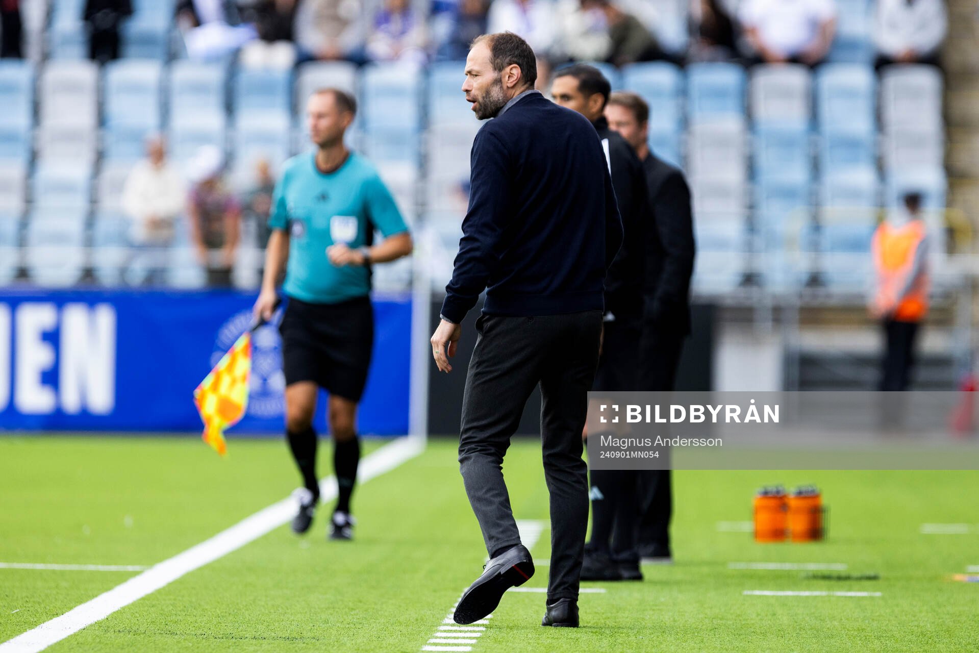 IFK Norrköpings tränare Andreas Alm under fotbollsmatchen i Allsvenskan mellan IFK Norrköping och Häcken den 1 september 2024 i Norrköping.