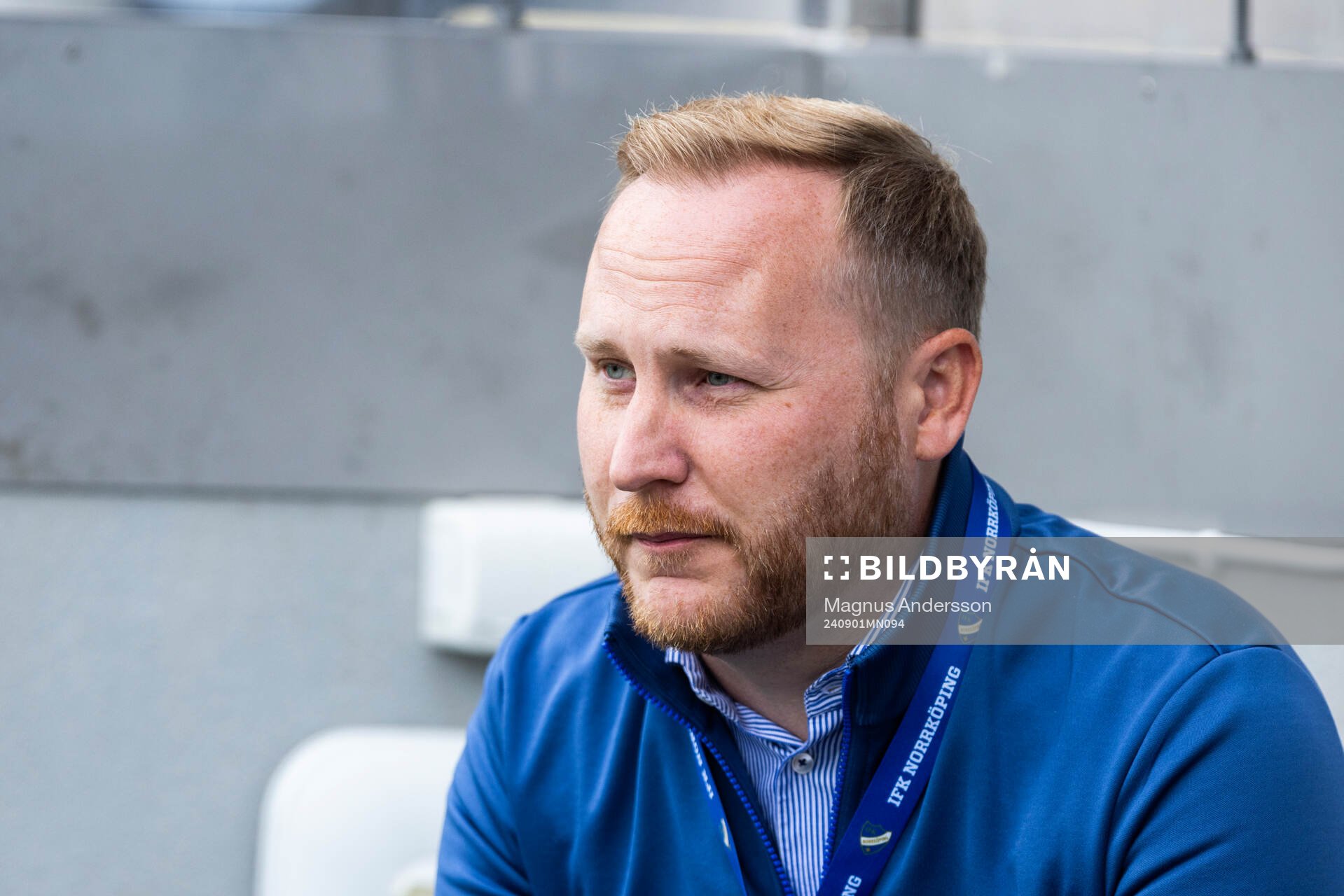 FK Norrköpings ordförande Sakarias Mårdh inför fotbollsmatchen i Allsvenskan mellan IFK Norrköping och Häcken den 1 september 2024 i Norrköping.