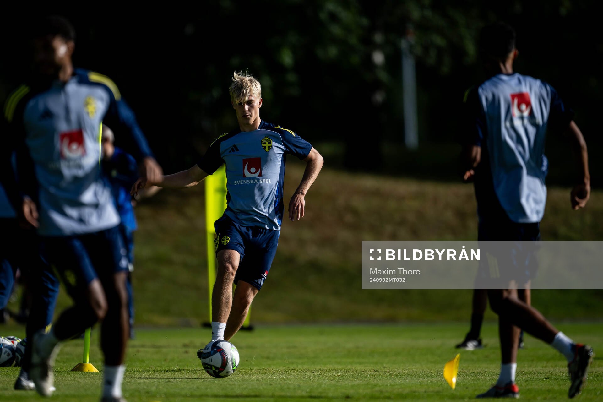 Lucas Bergvall of the Swedish national football team at a