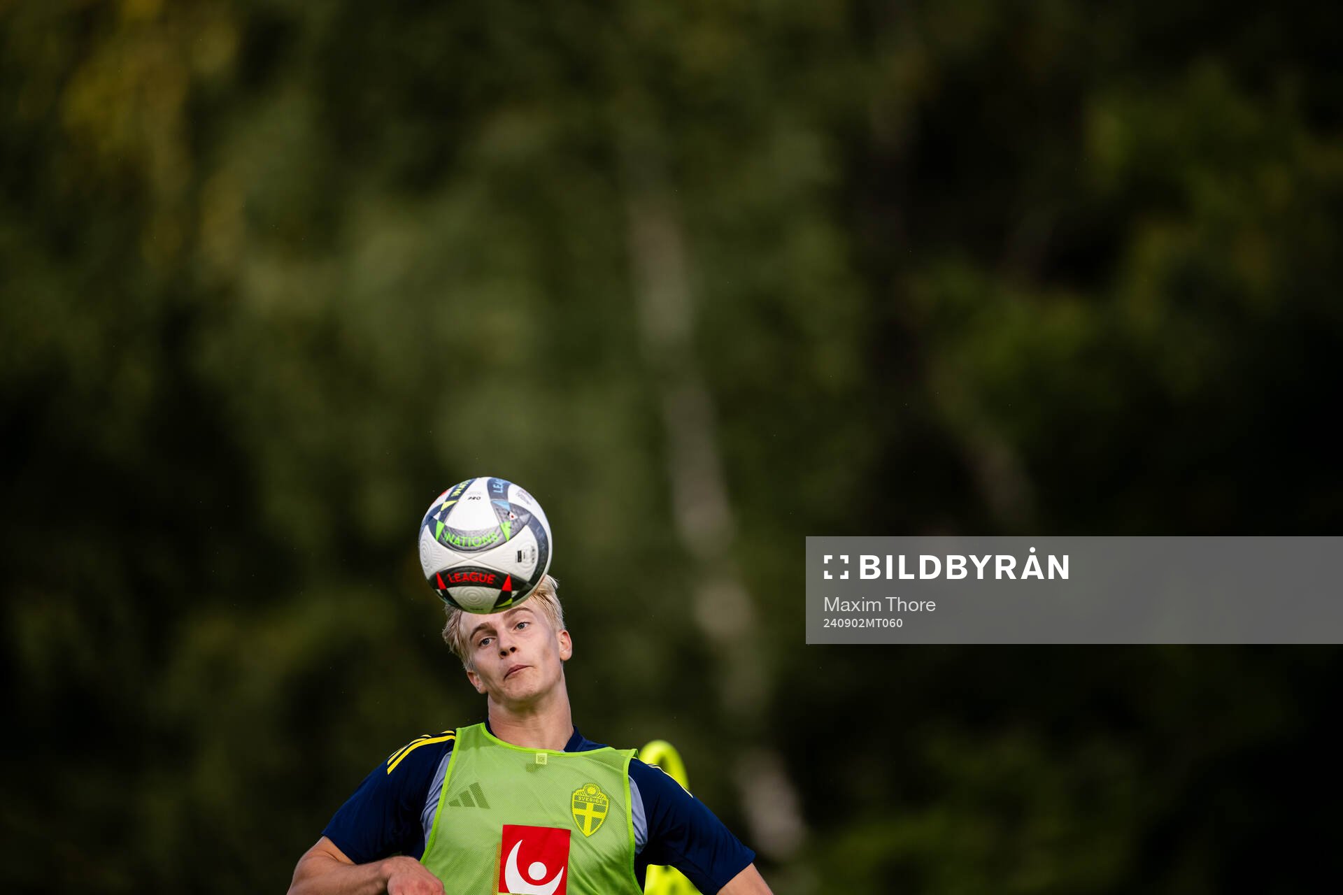 Lucas Bergvall of the Swedish national football team at a