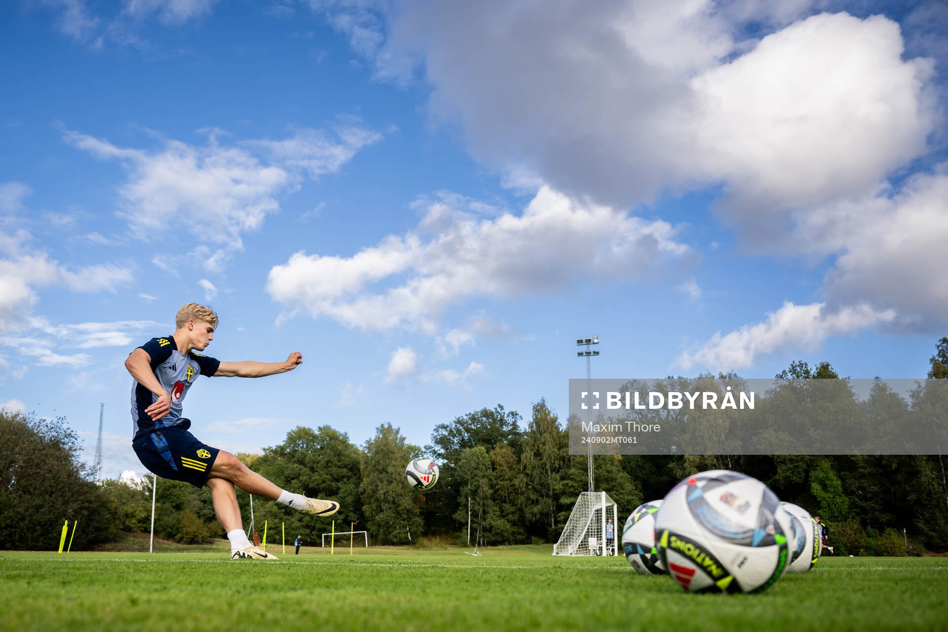 Lucas Bergvall of the Swedish national football team at a