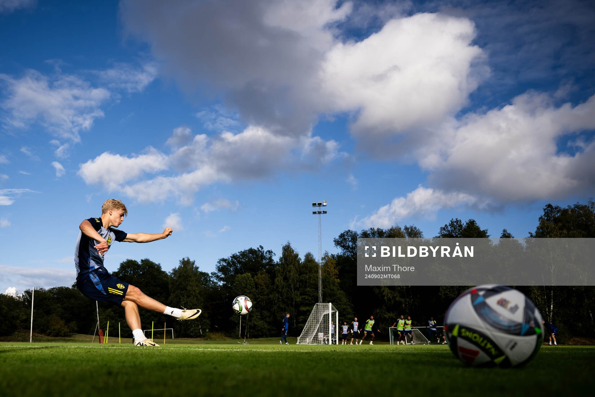Lucas Bergvall of the Swedish national football team at a