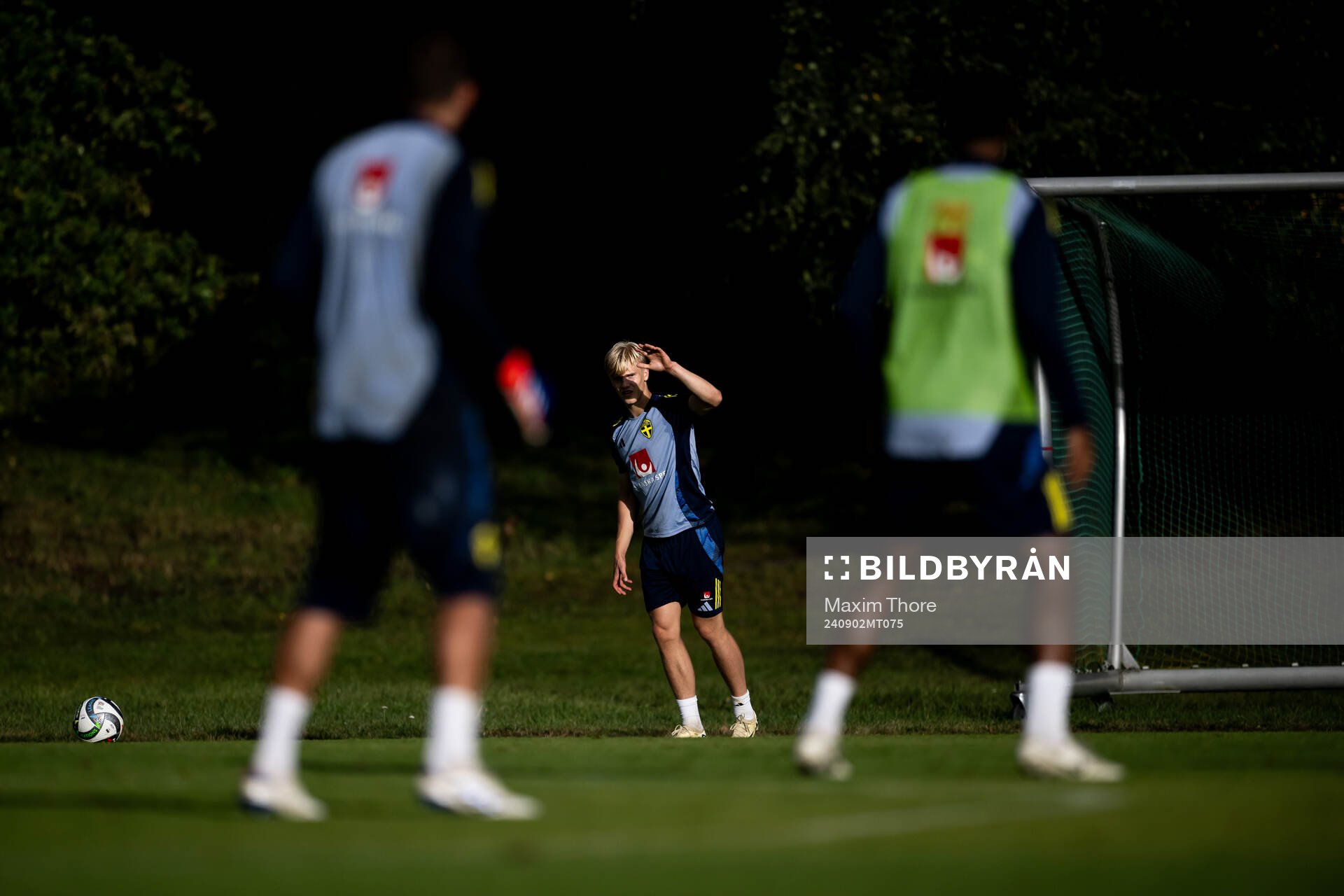 Lucas Bergvall of the Swedish national football team at a