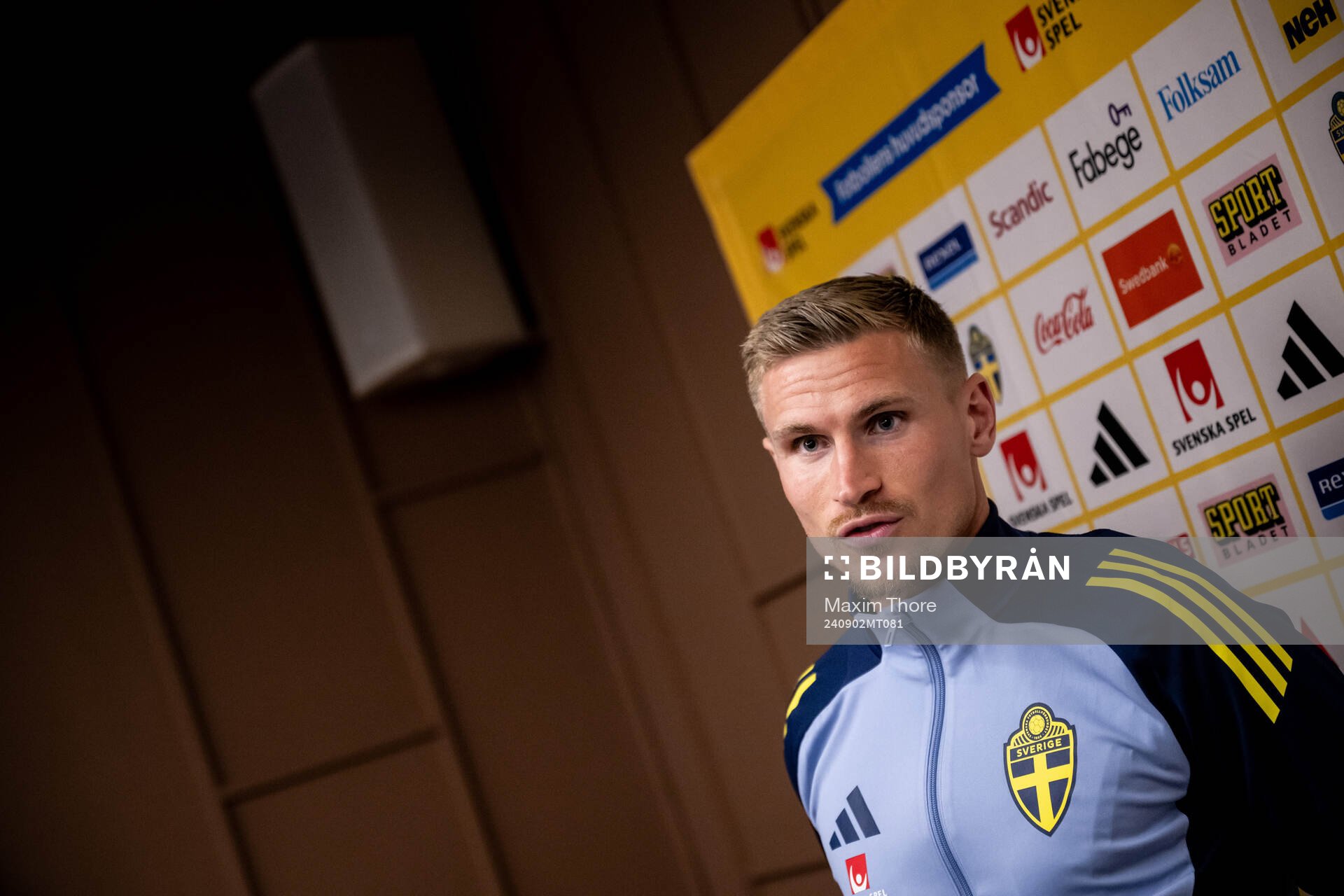 Carl Starfelt of the Swedish national football team in a