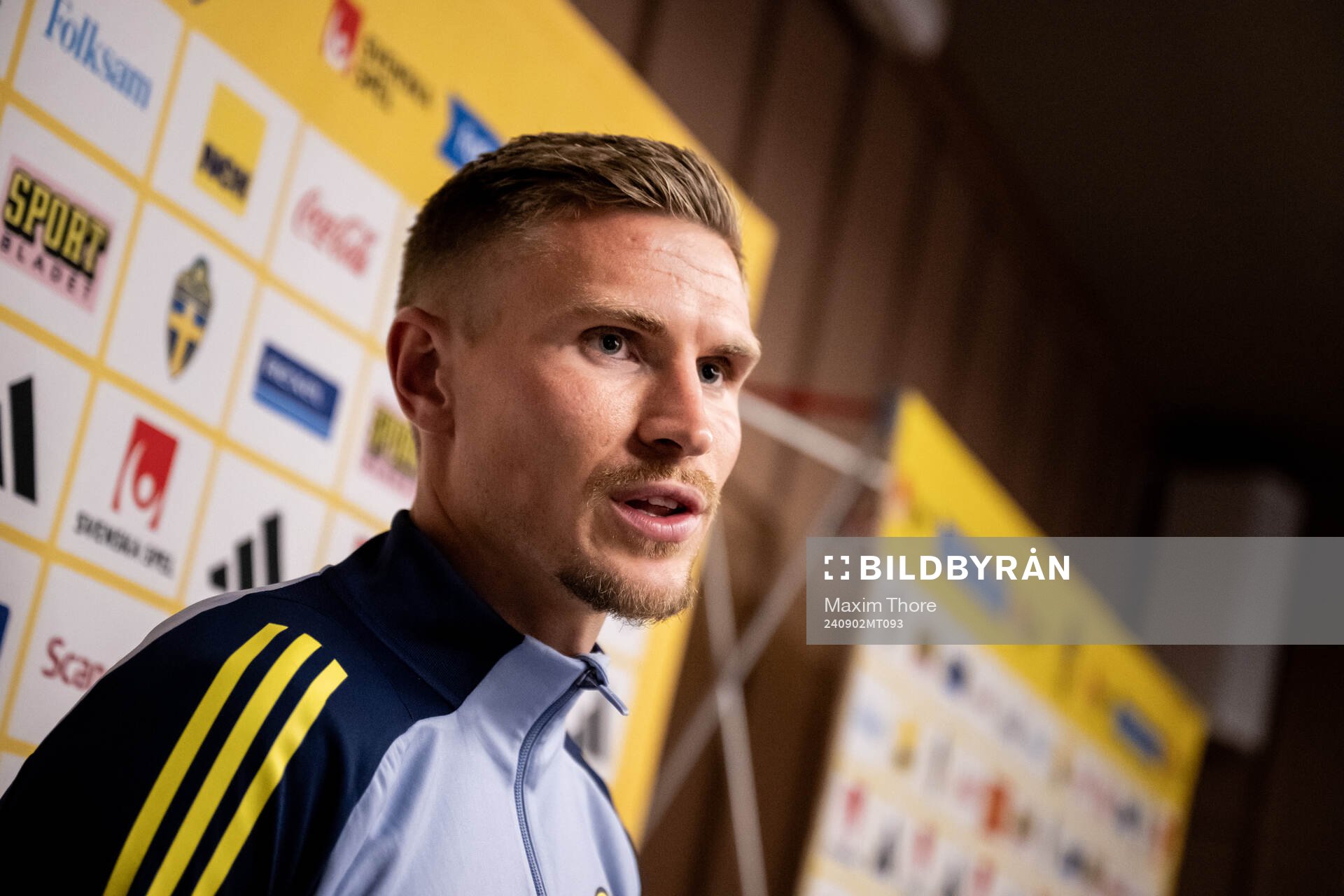 Carl Starfelt of the Swedish national football team in a