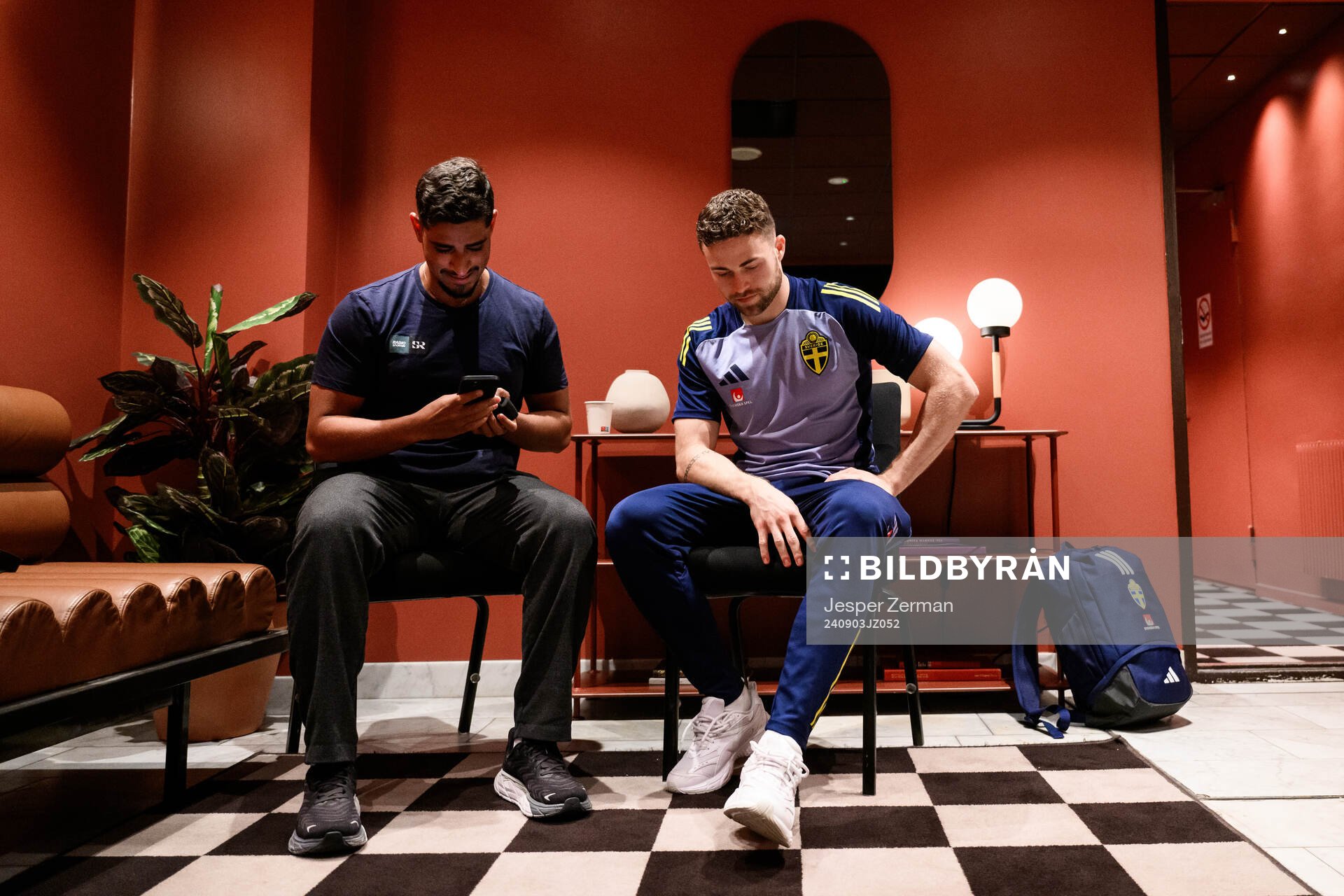 Mattias Svanberg of the Swedish men's football national team in the mixed zone after a training session on September 3, 2024 in Stockholm.