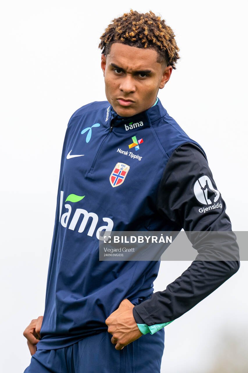 Antonio Nusa of the Norwegian national football team