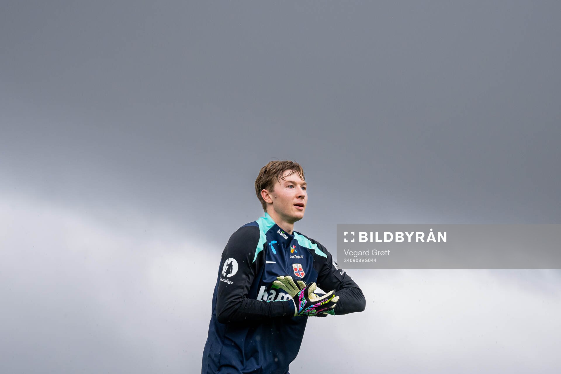 Goalkeeper Mathias Dyngeland of the Norwegian national
