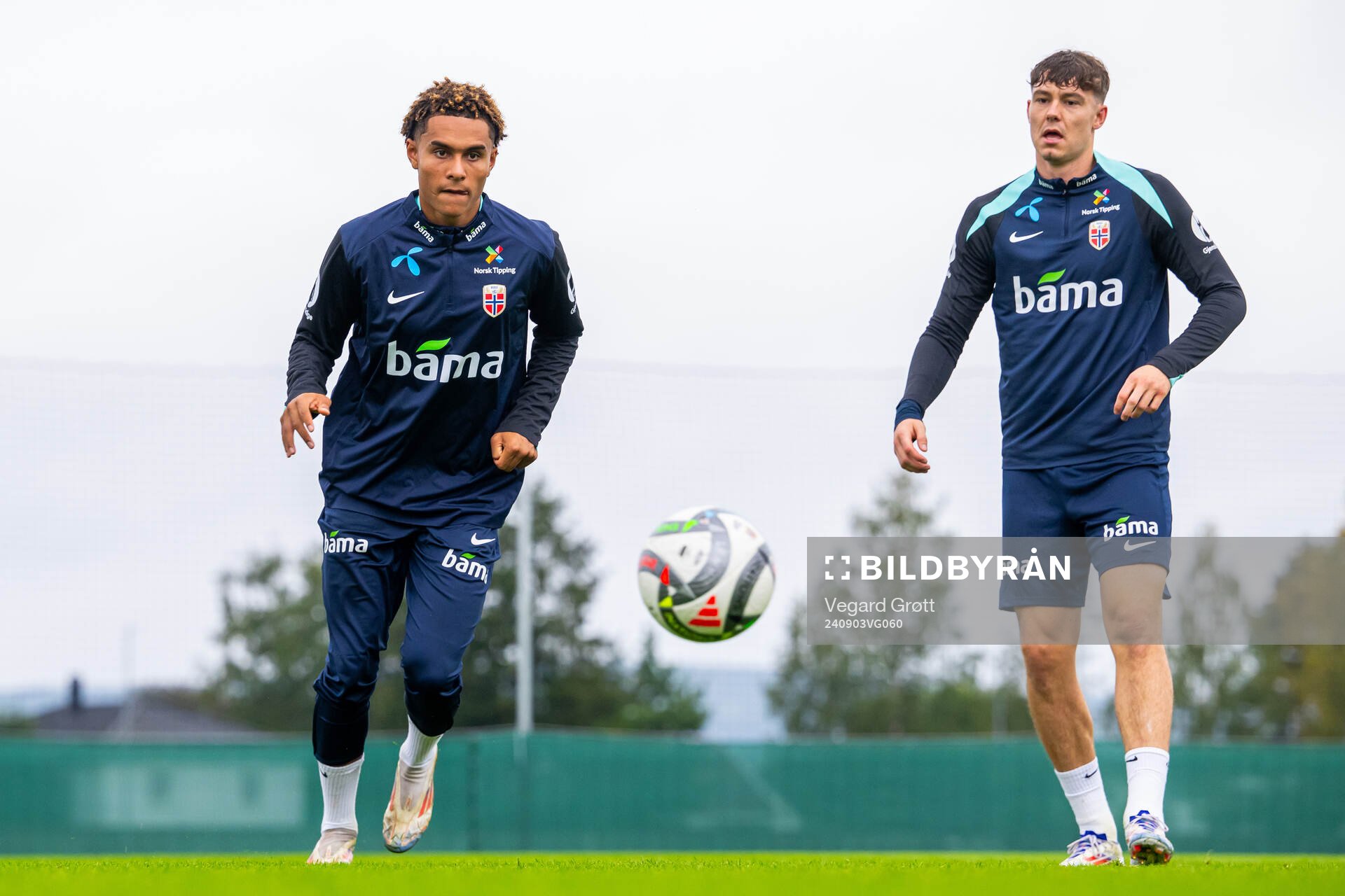 Antonio Nusa and Jørgen Strand Larsen of the Norwegian