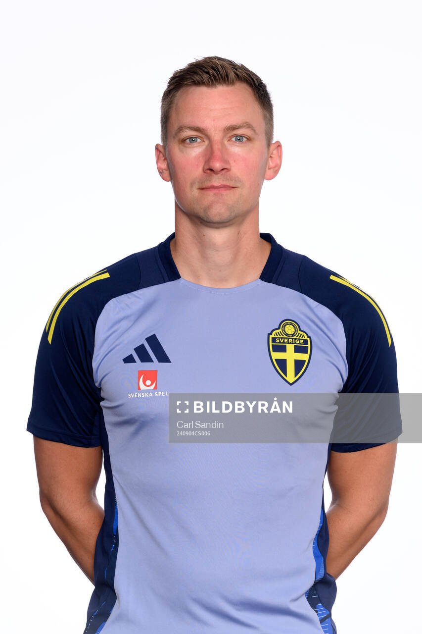 Physio Rickard Engström poses for at portrait during a photo shoot with the Swedish under-21 national football team on September 4, 2024 in Jönköping.