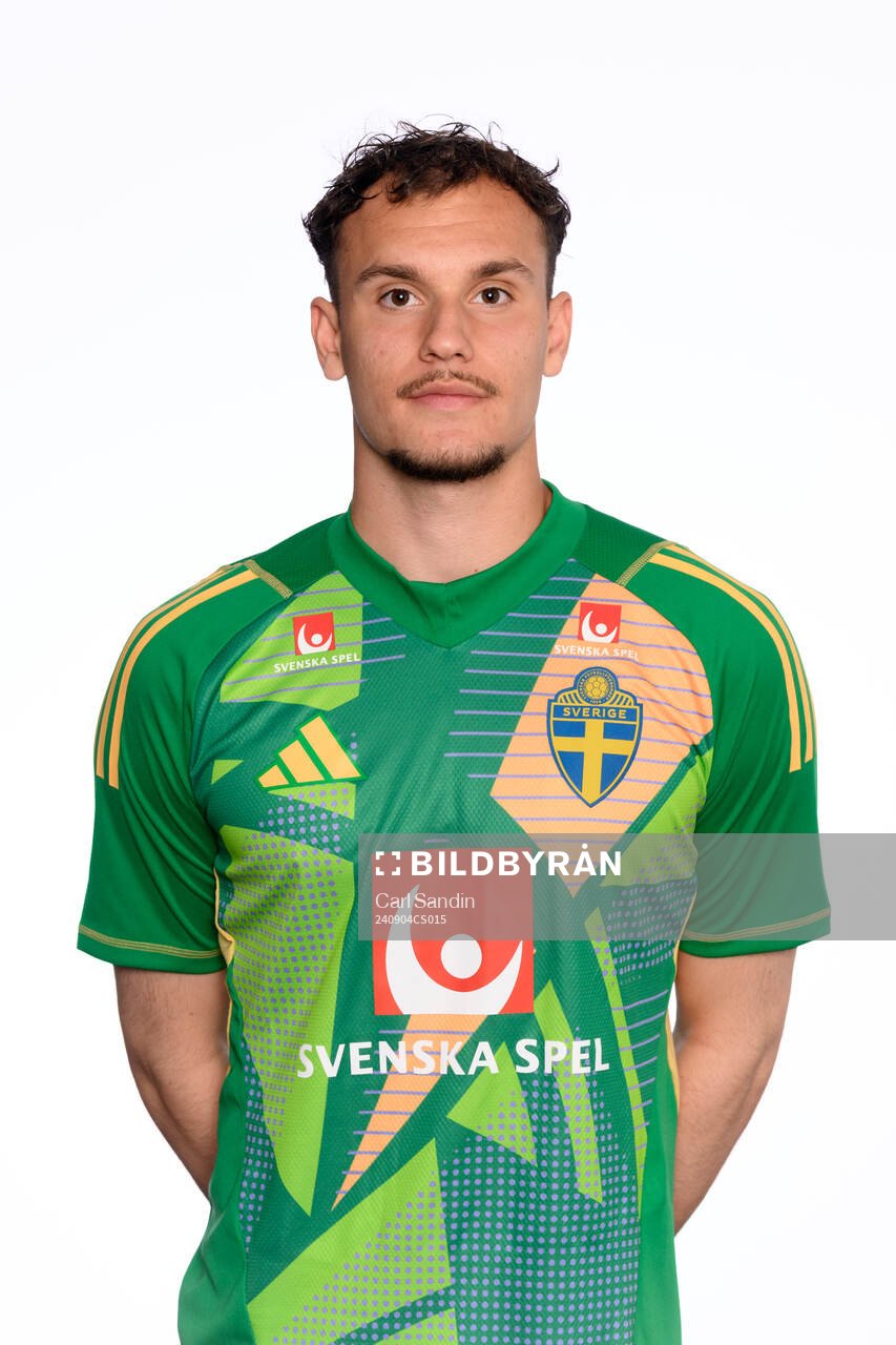 Goalkeeper Elis Bishesari poses for at portrait
