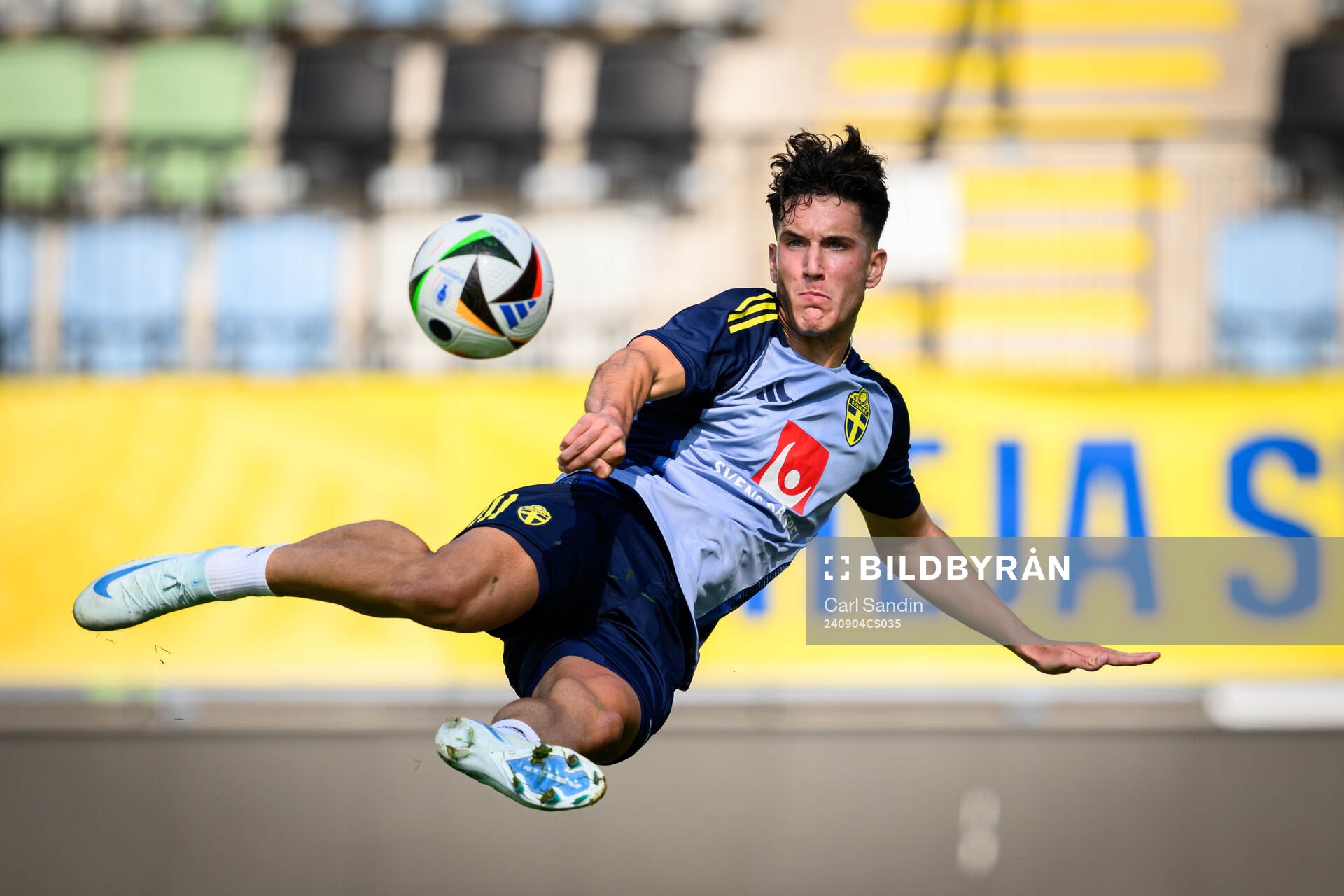 Deniz Gül during a training session with the Swedish under-21 national football team on September 4, 2024 in Jönköping. 