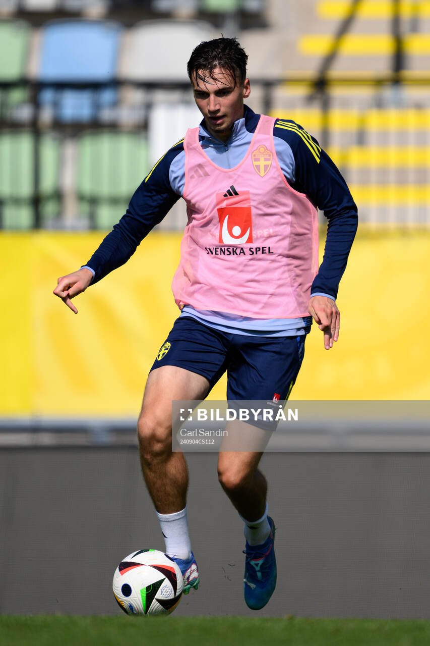 Noah Eile during a training session with the Swedish under-21 national football team on September 4, 2024 in Jönköping. 