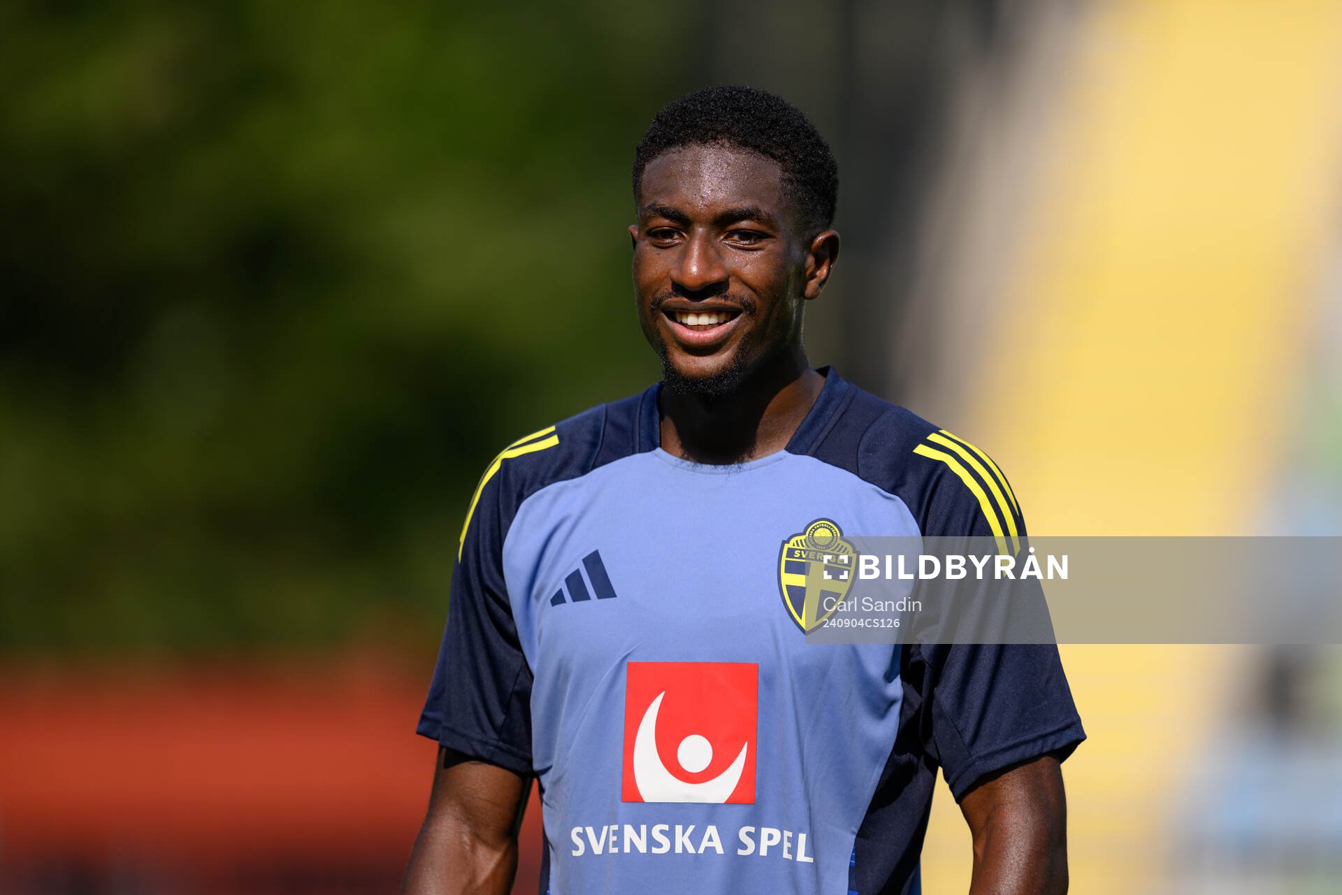Josafat Mendes during a training session with the Swedish under-21 national football team on September 4, 2024 in Jönköping. 