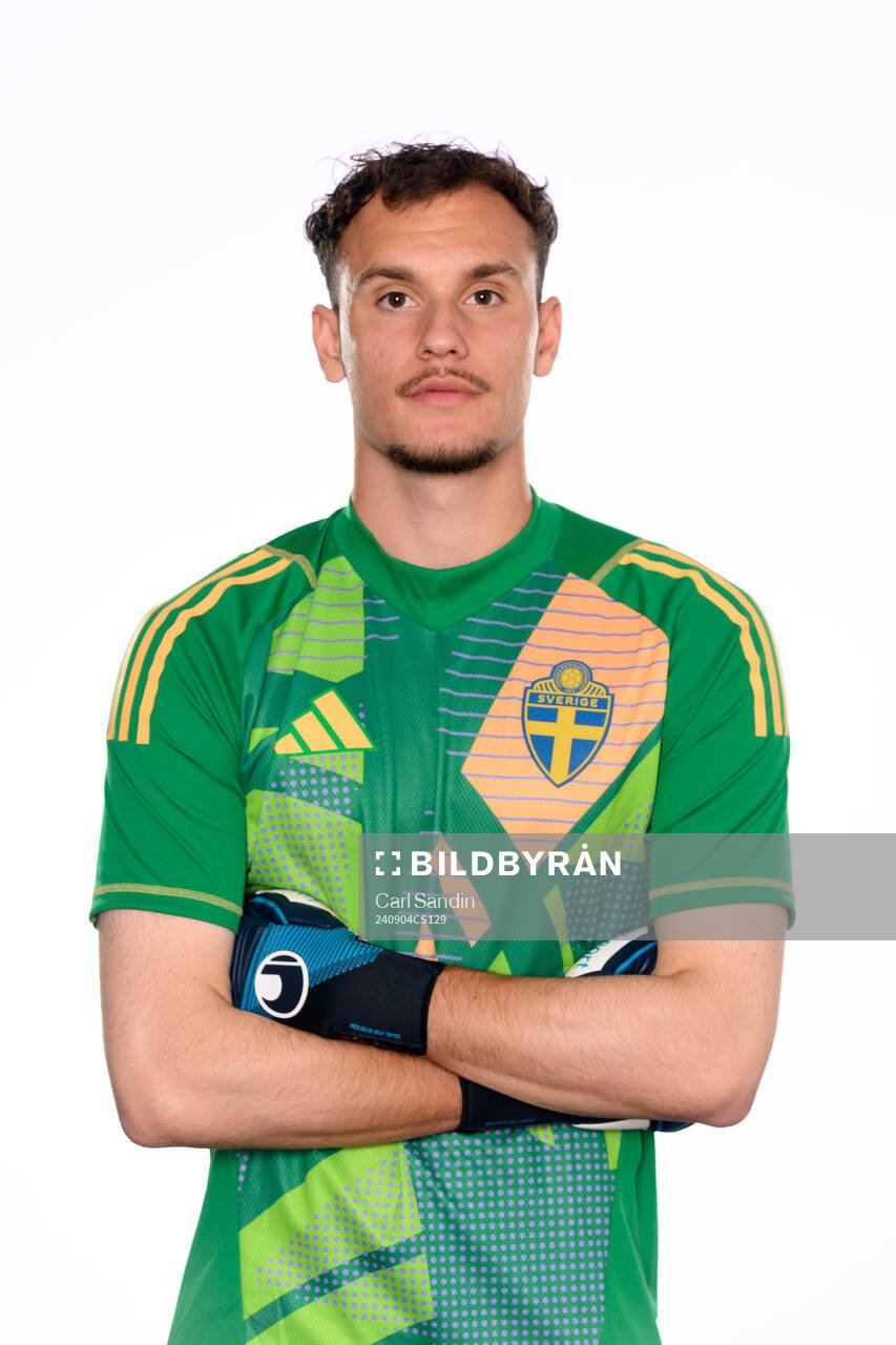 Goalkeeper Elis Bishesari poses for at portrait