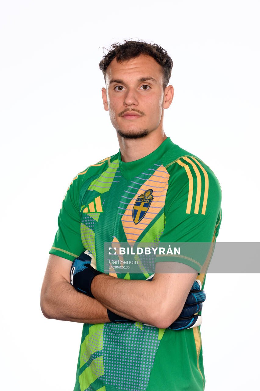 Goalkeeper Elis Bishesari poses for at portrait
