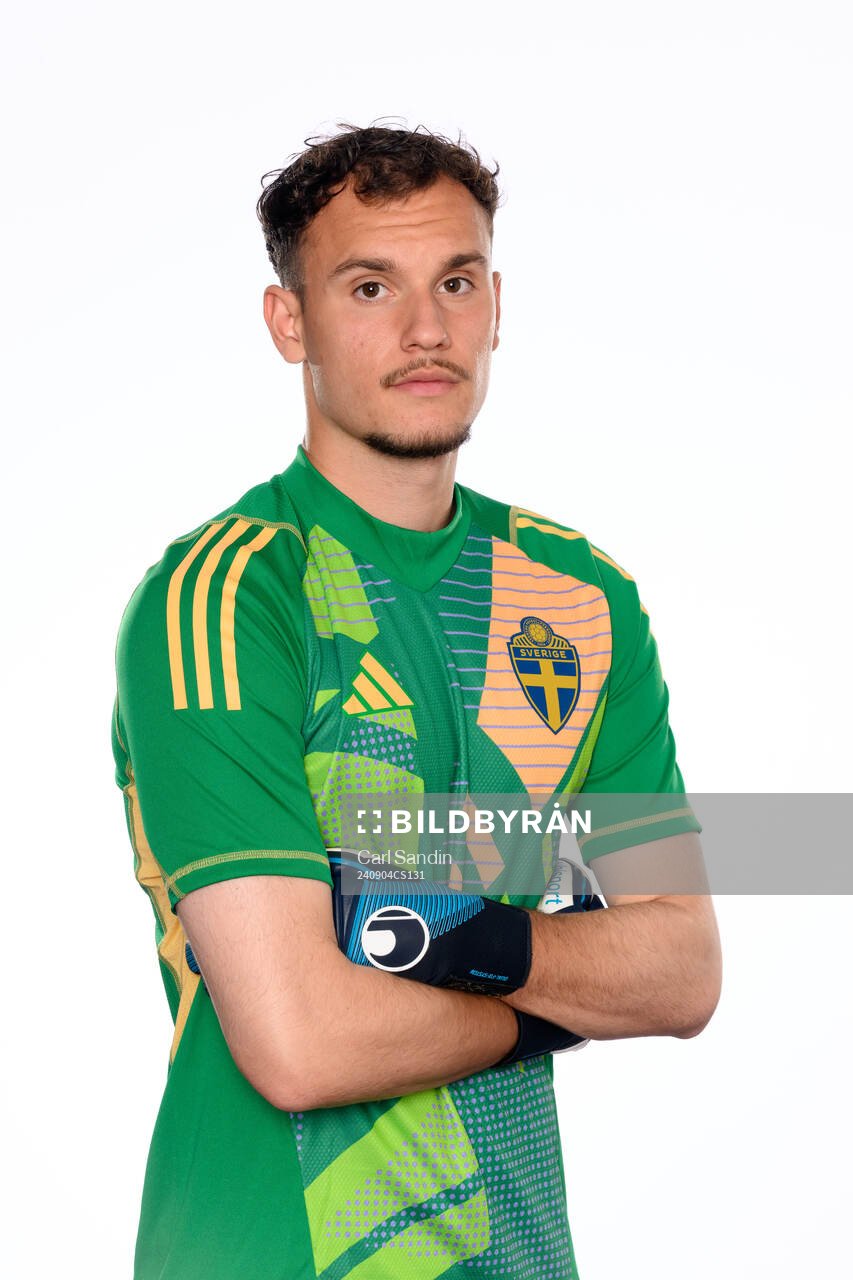 Goalkeeper Elis Bishesari poses for at portrait