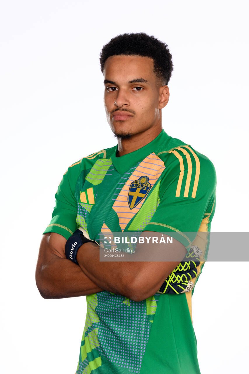 Goalkeeper Oliver Dovin poses for at portrait