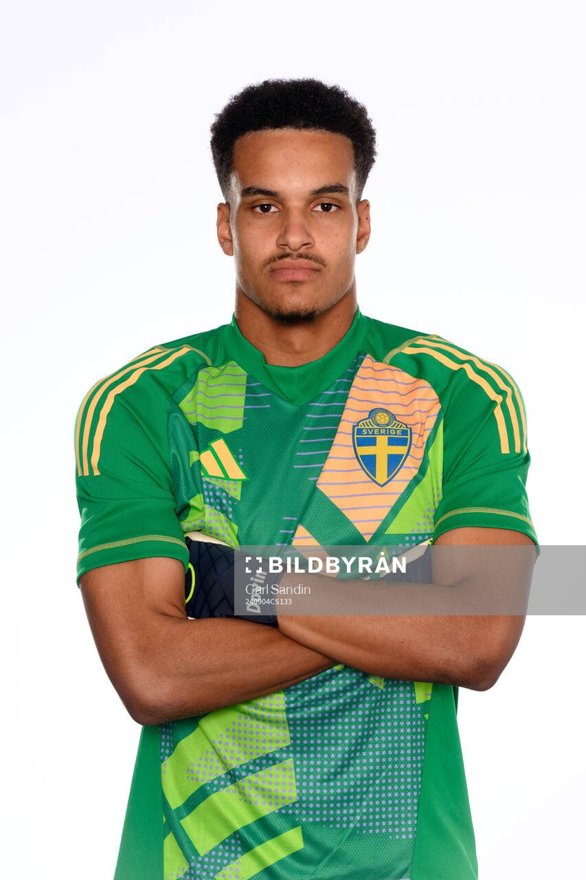 Goalkeeper Oliver Dovin poses for at portrait