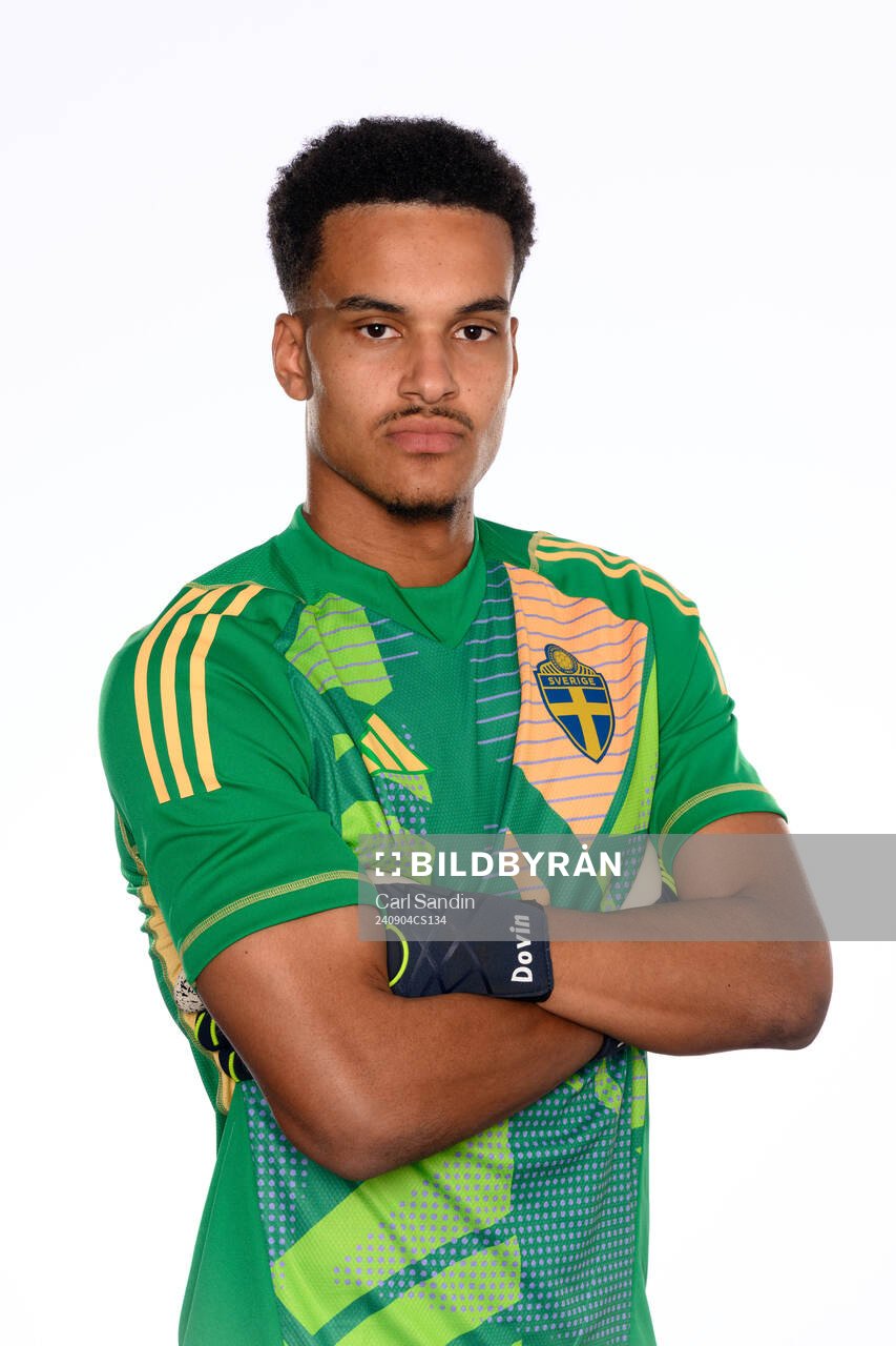 Goalkeeper Oliver Dovin poses for at portrait