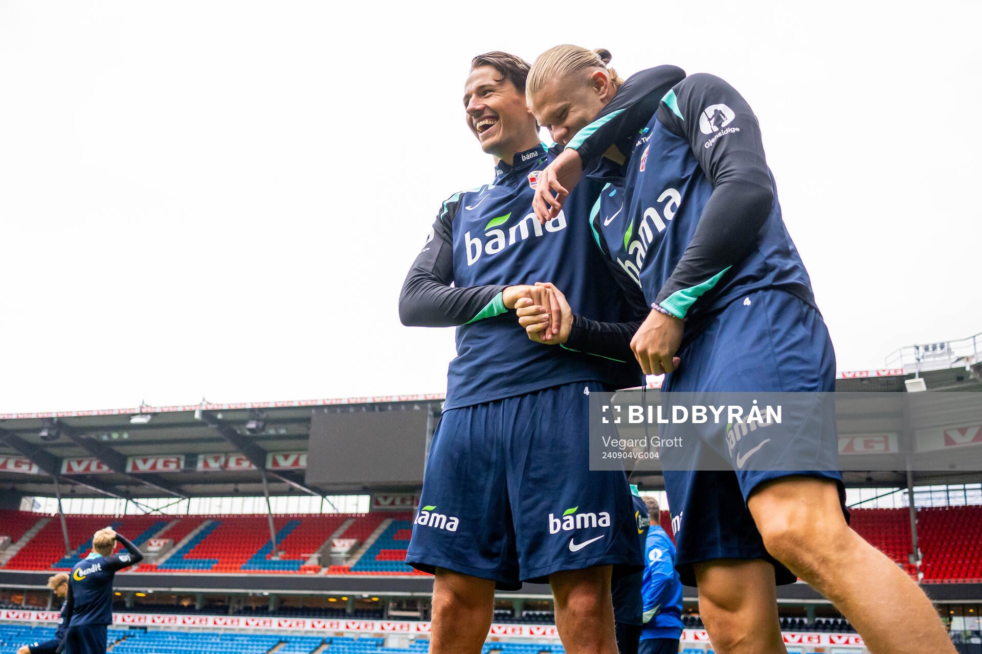 Sander Berge and Erling Braut Haaland of the Norwegian