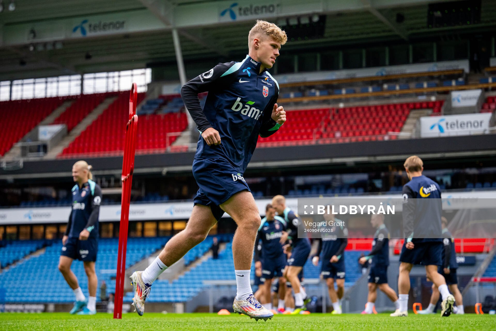 Sindre Walle Egeli of the Norwegian national football team during a training session on September 4, 2024 in Oslo. 