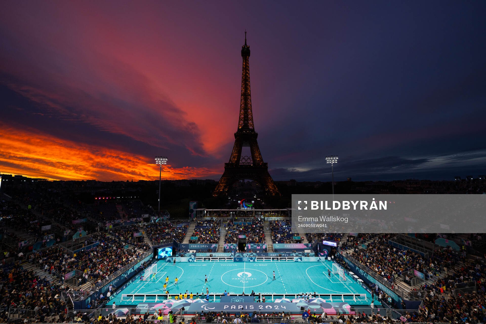 General view of the Eiffel Tower stadium at men's blind