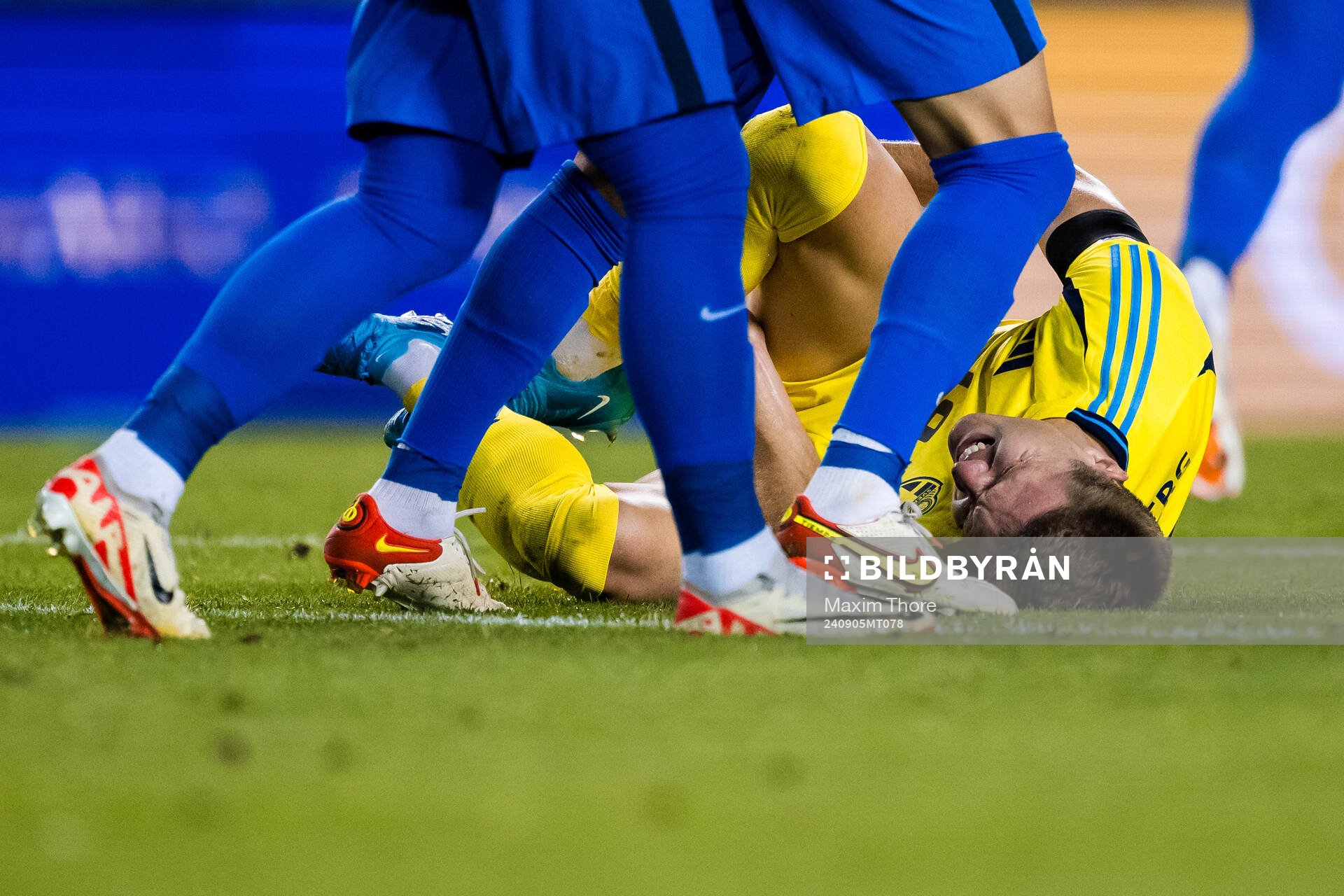 Mattias Svanberg of Sweden in pain
