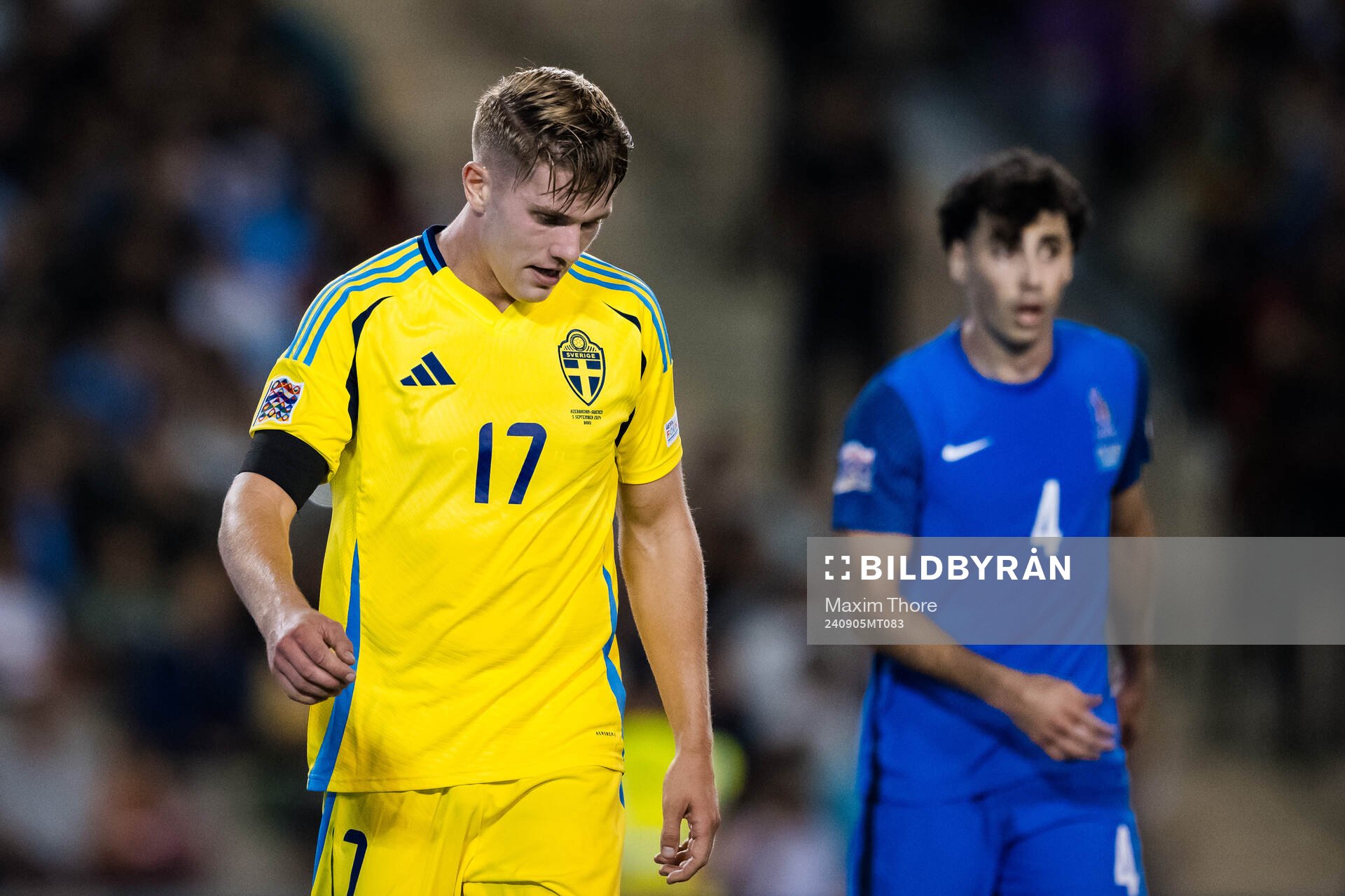Viktor Gyökeres of Sweden looks dejected