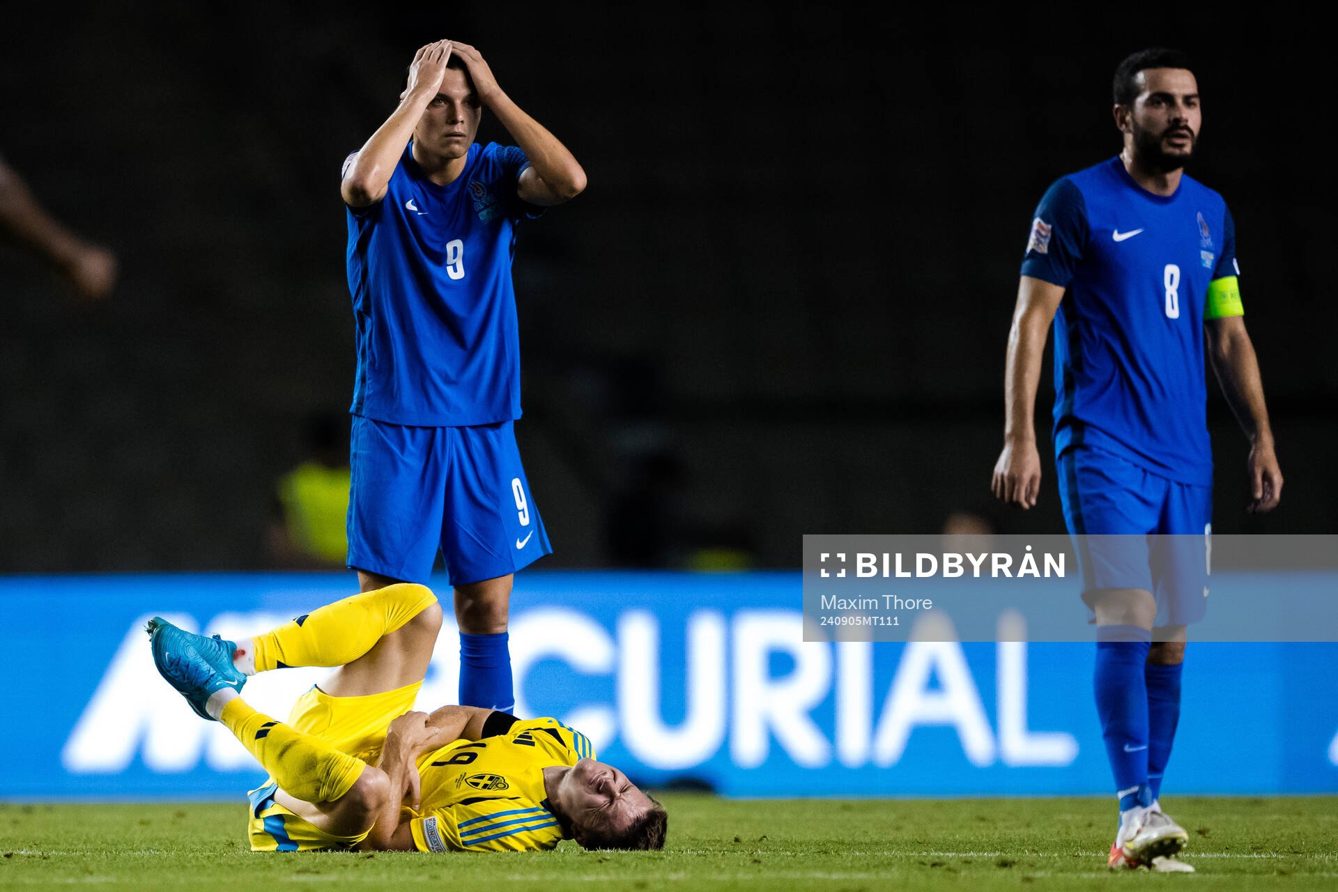 Mattias Svanberg of Sweden in pain