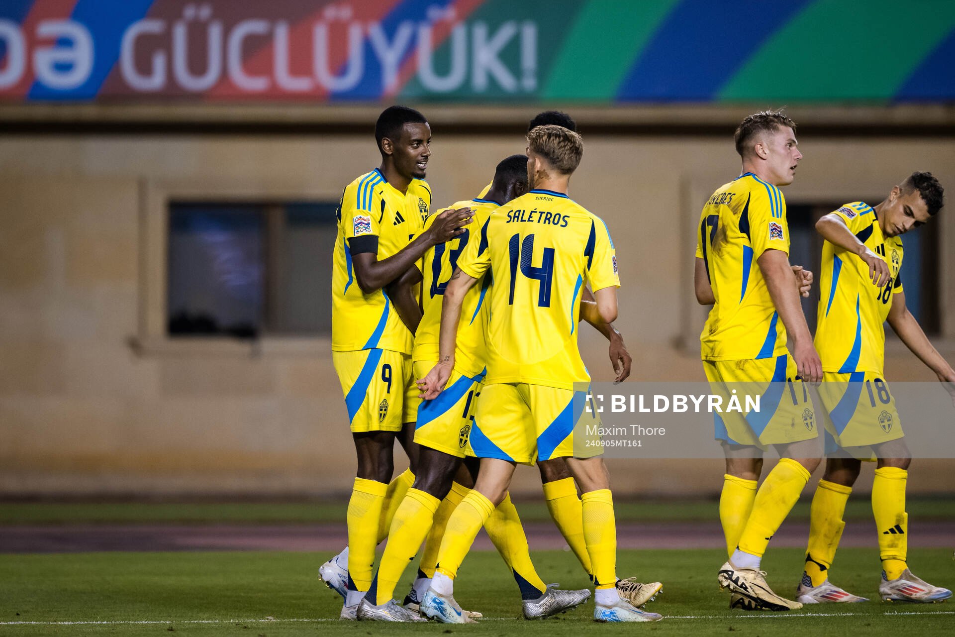 Alexander Isak of Sweden celebrates the 0-2 goal