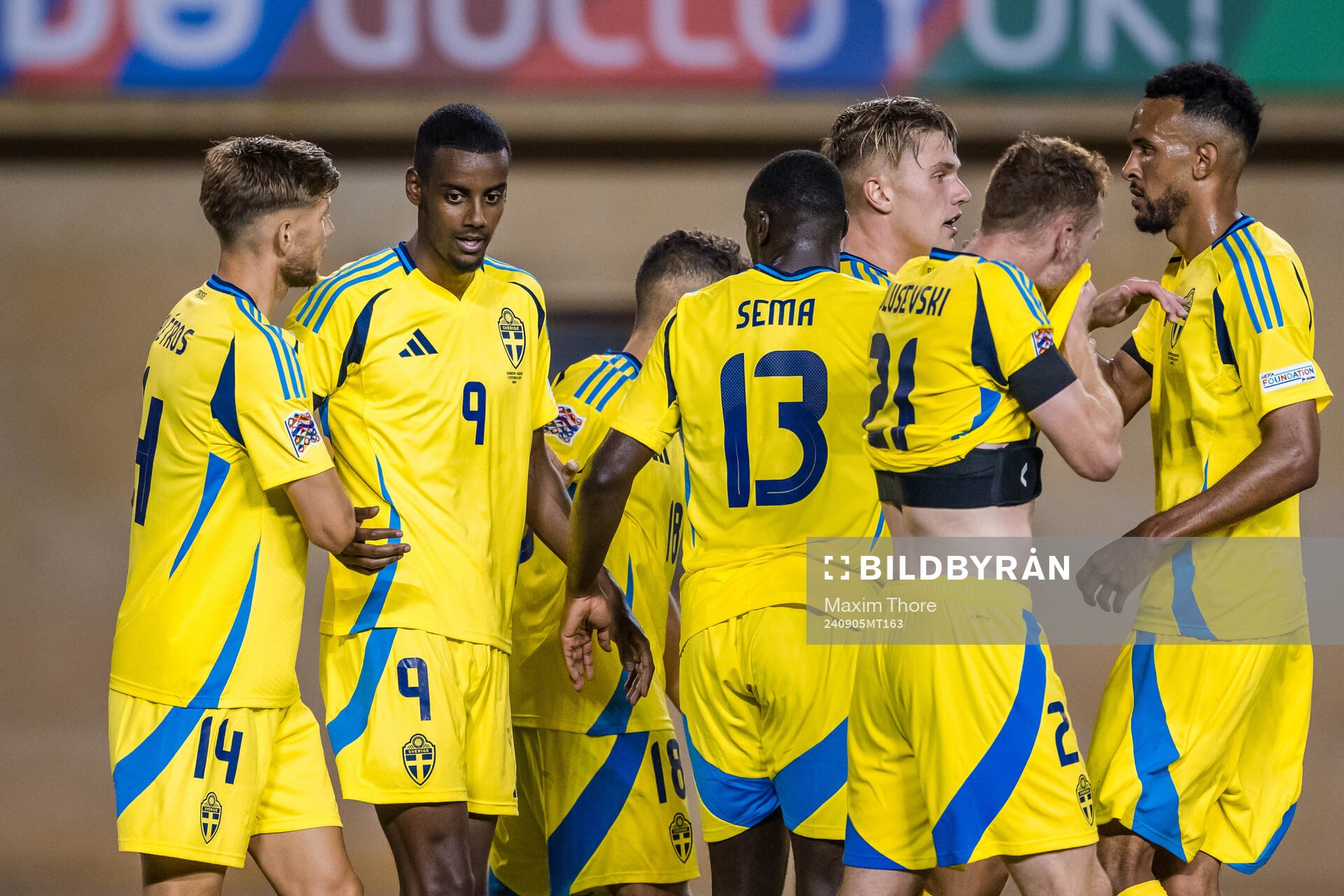 Alexander Isak of Sweden celebrates the 0-2 goal