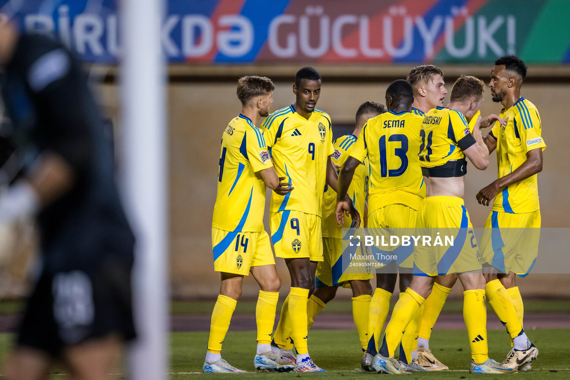 Alexander Isak of Sweden celebrates the 0-2 goal