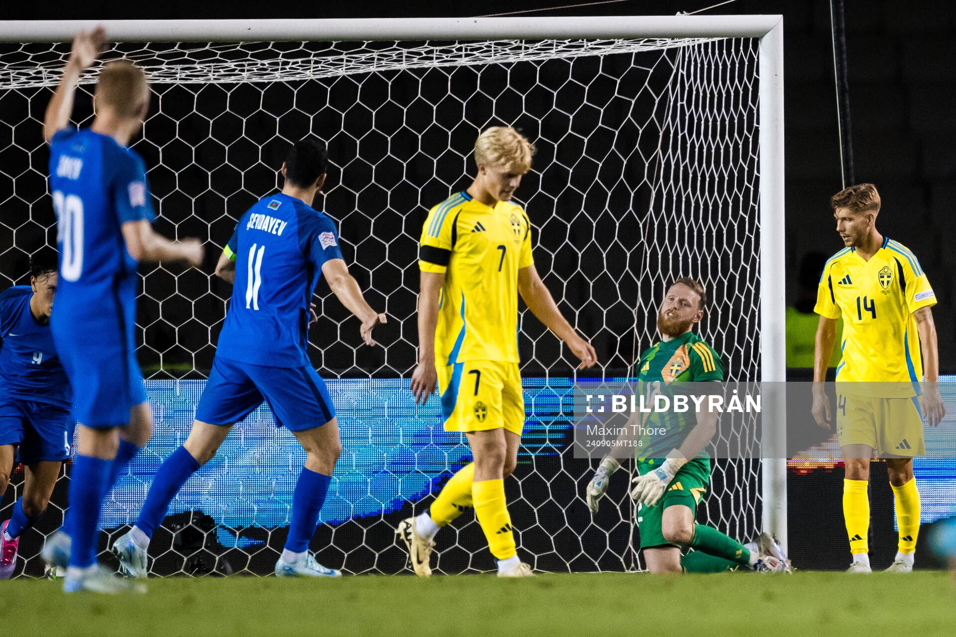 Goalkeeper Viktor Johansson of Sweden looks dejected