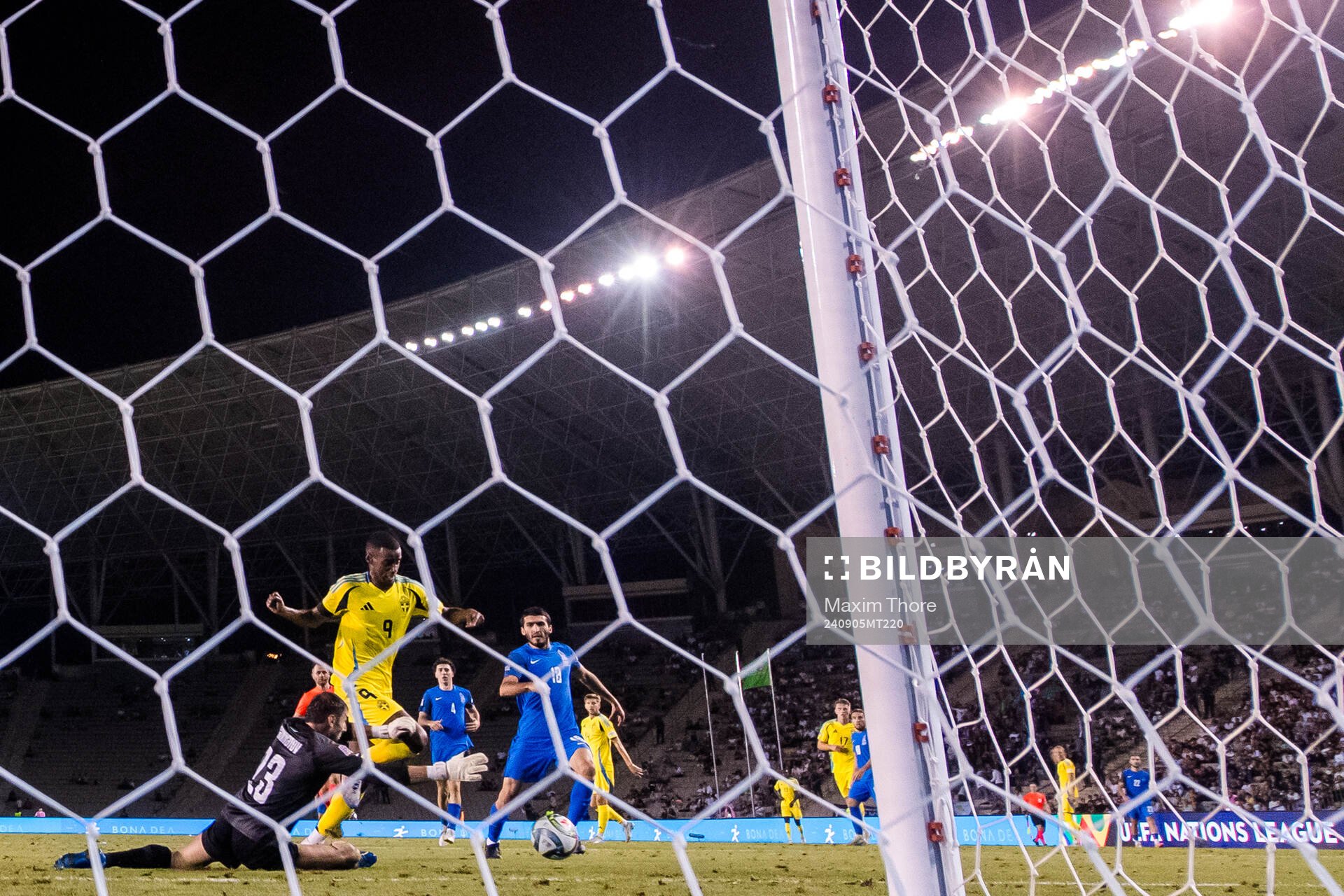 Goalkeeper Shakhrudin Magmomedaliyev of Azerbaijan against