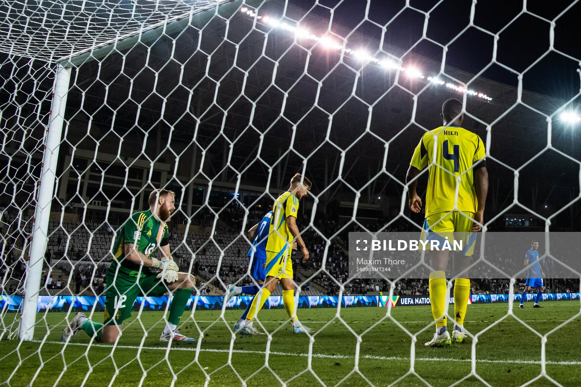 goalkeeper Viktor Johansson, Anton Salétros and Isak Hien
