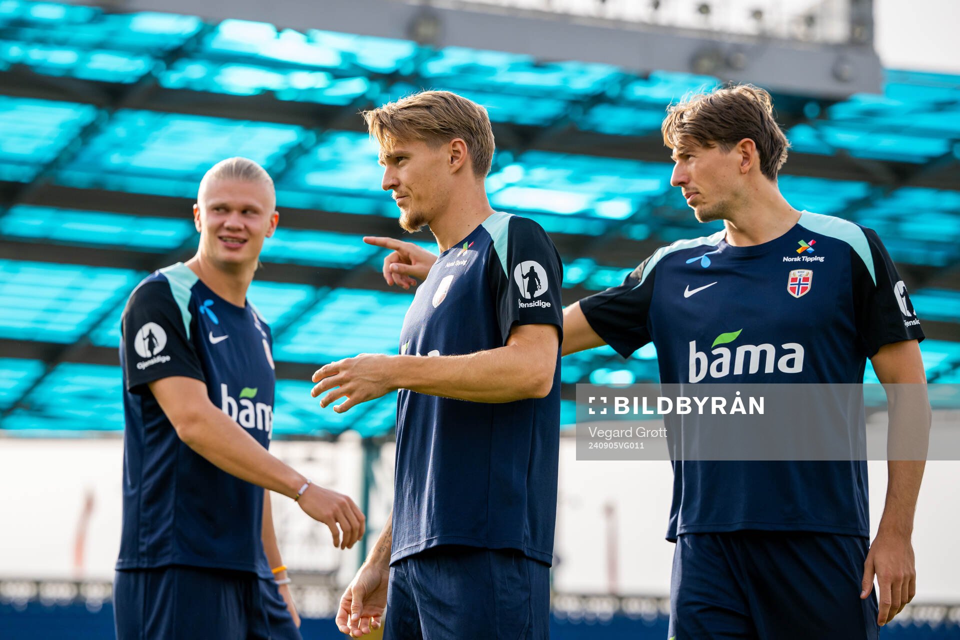 Erling Braut Haaland, Martin Ødegaard and Sander Berge of