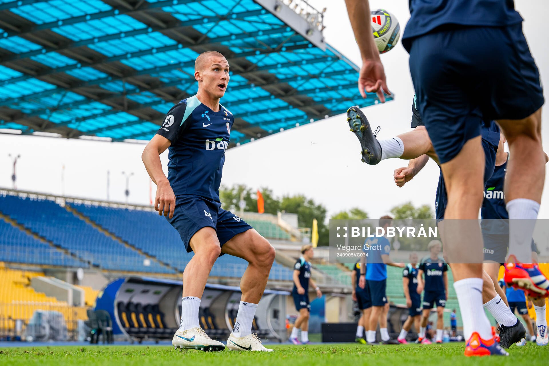 Leo Skiri Østigård of the Norwegian national football team during a training session on September 5, 2024 in Almaty. 