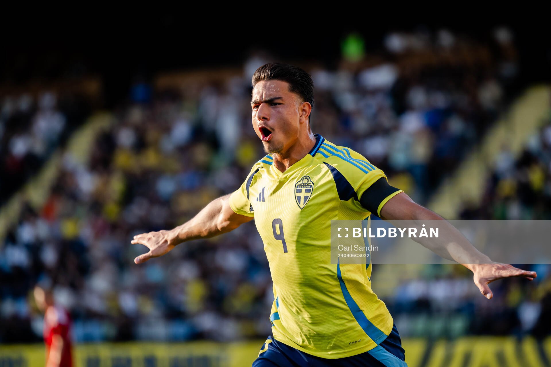 Jusef Erabi of Sweden celebrates the 3-0 goal