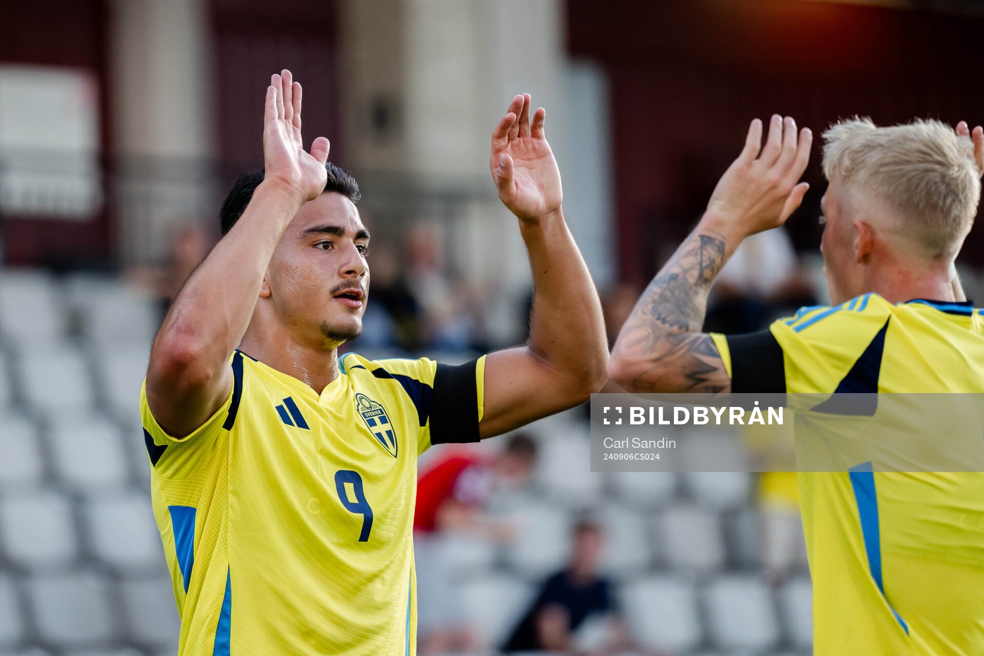 Jusef Erabi of Sweden celebrates the 3-0 goal