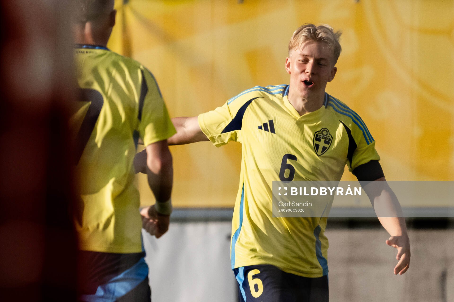 Daniel Svensson of Sweden celebrates the 1-0 goal